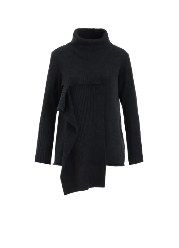 12G2P PLAIN RIB FRONT D CLOTH TURTLE NECK PO sold by Yohji Yamamoto