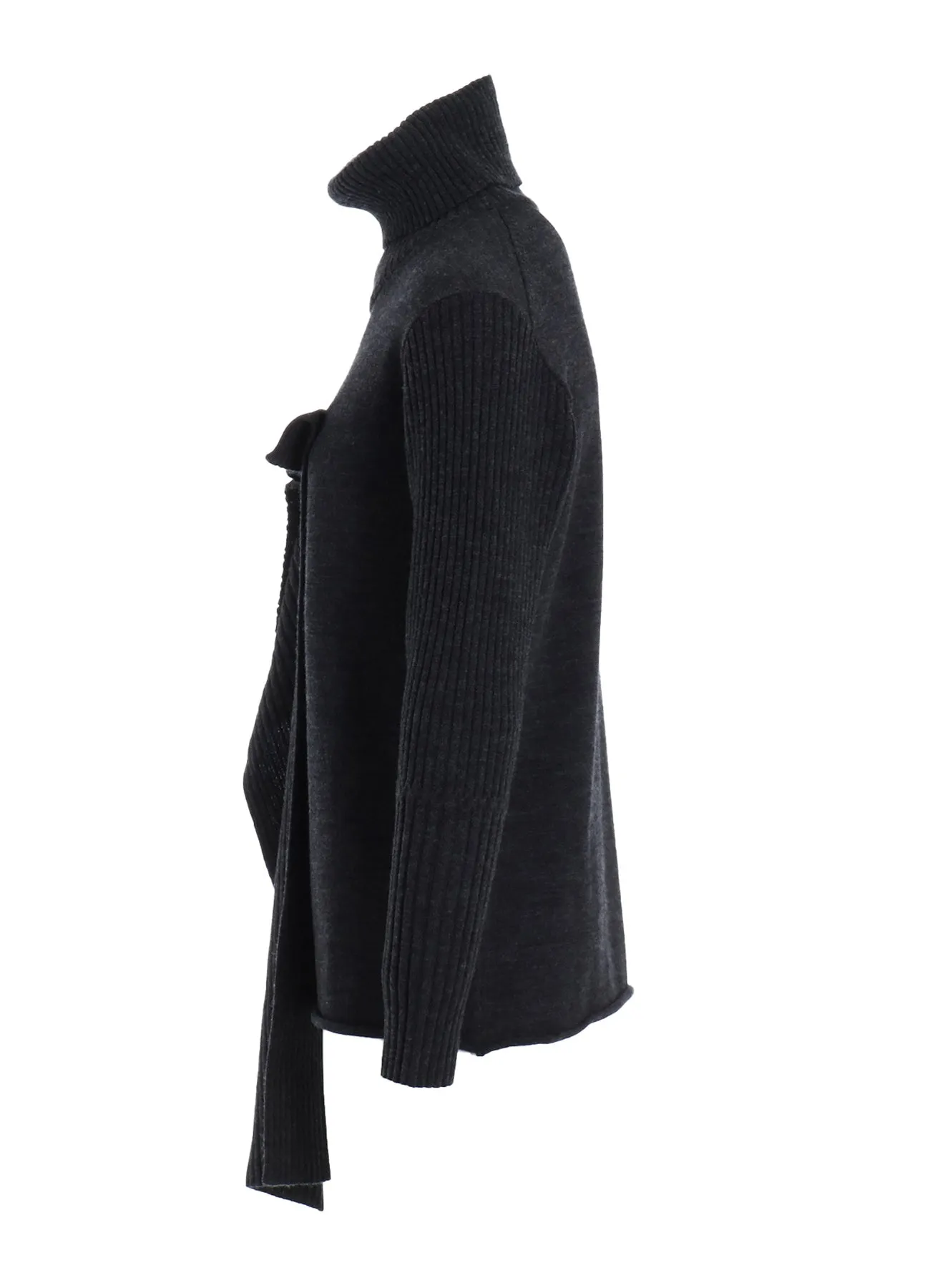 12G2P PLAIN RIB FRONT D CLOTH TURTLE NECK PO sold by Yohji Yamamoto product image thumbnail 3