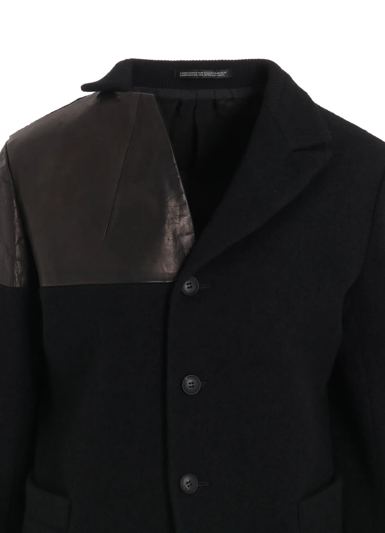 FLANNEL LEATHER SWITCH 3 BUTTONS JACKET sold by Yohji Yamamoto product image thumbnail 5