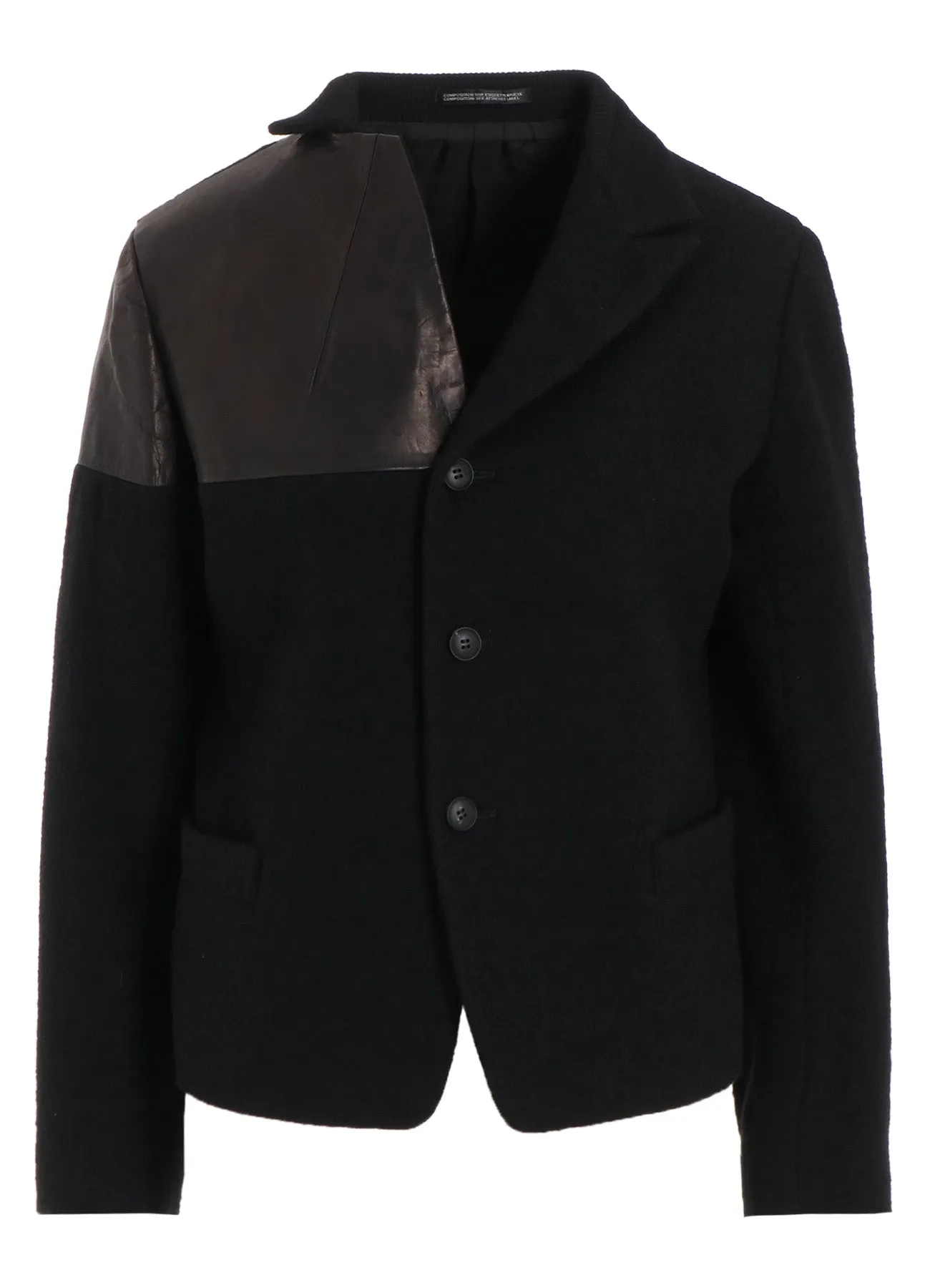 FLANNEL LEATHER SWITCH 3 BUTTONS JACKET sold by Yohji Yamamoto product image thumbnail 2