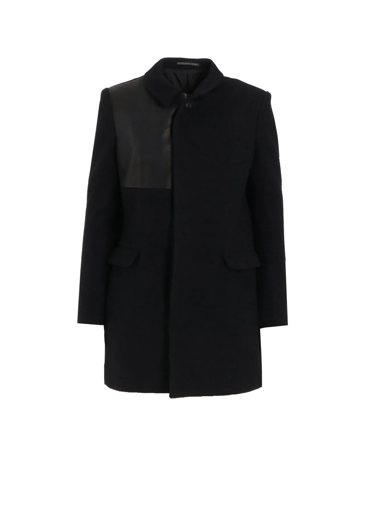 FLANNEL LEATHER SWITCH HIDDEN BUTTON JACKET sold by Yohji Yamamoto