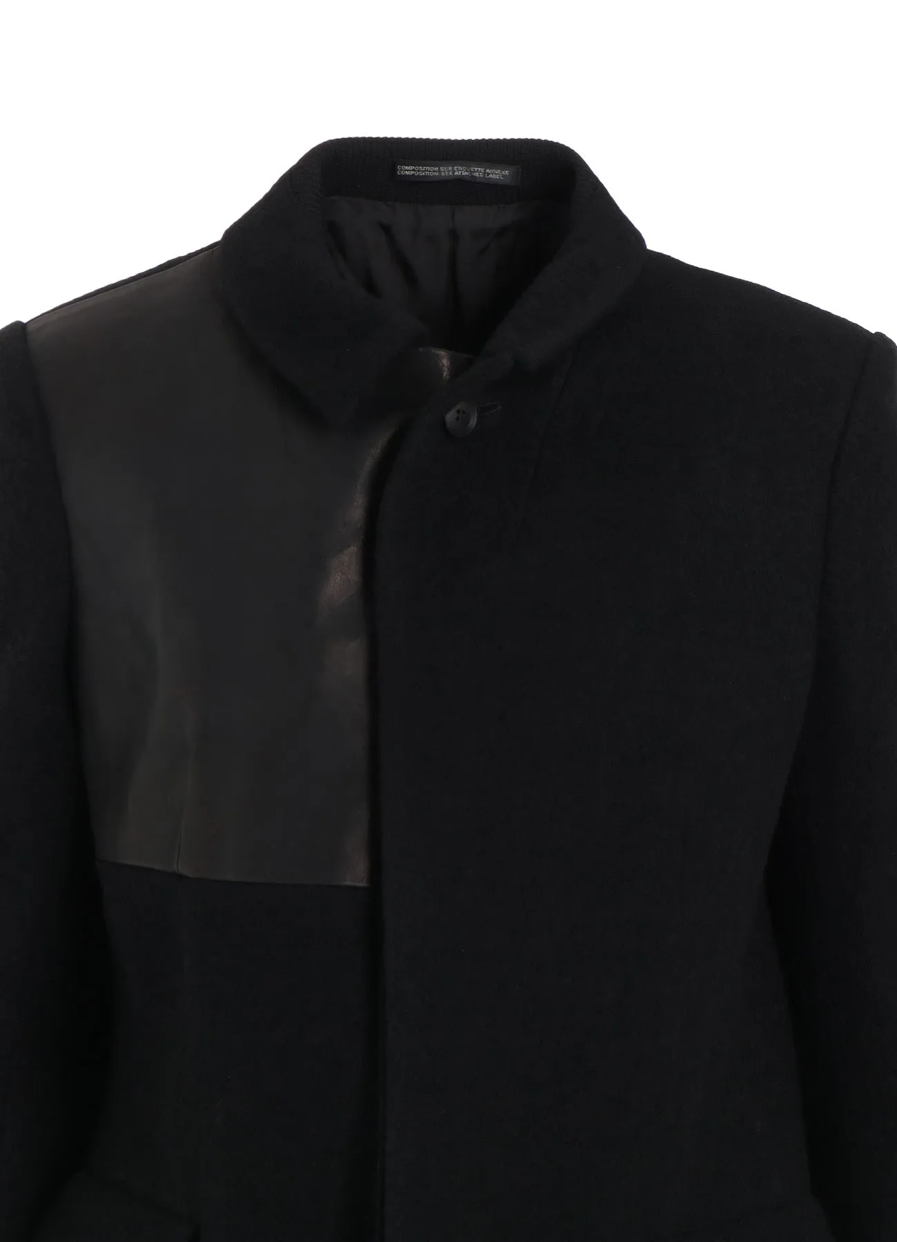 FLANNEL LEATHER SWITCH HIDDEN BUTTON JACKET sold by Yohji Yamamoto product image thumbnail 5