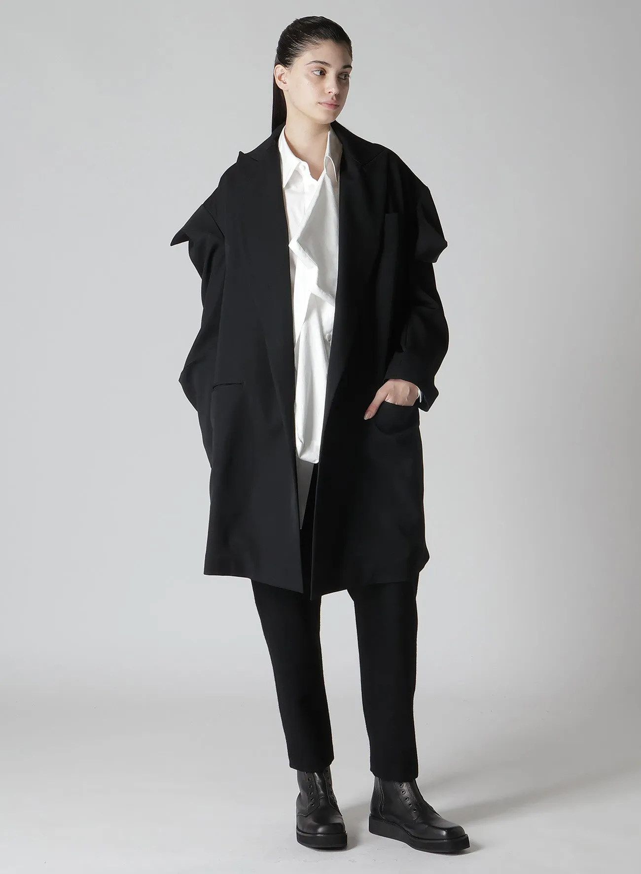 GABARDINE R BOX SLEEVE OVERSIZED COAT sold by Yohji Yamamoto product image thumbnail 3
