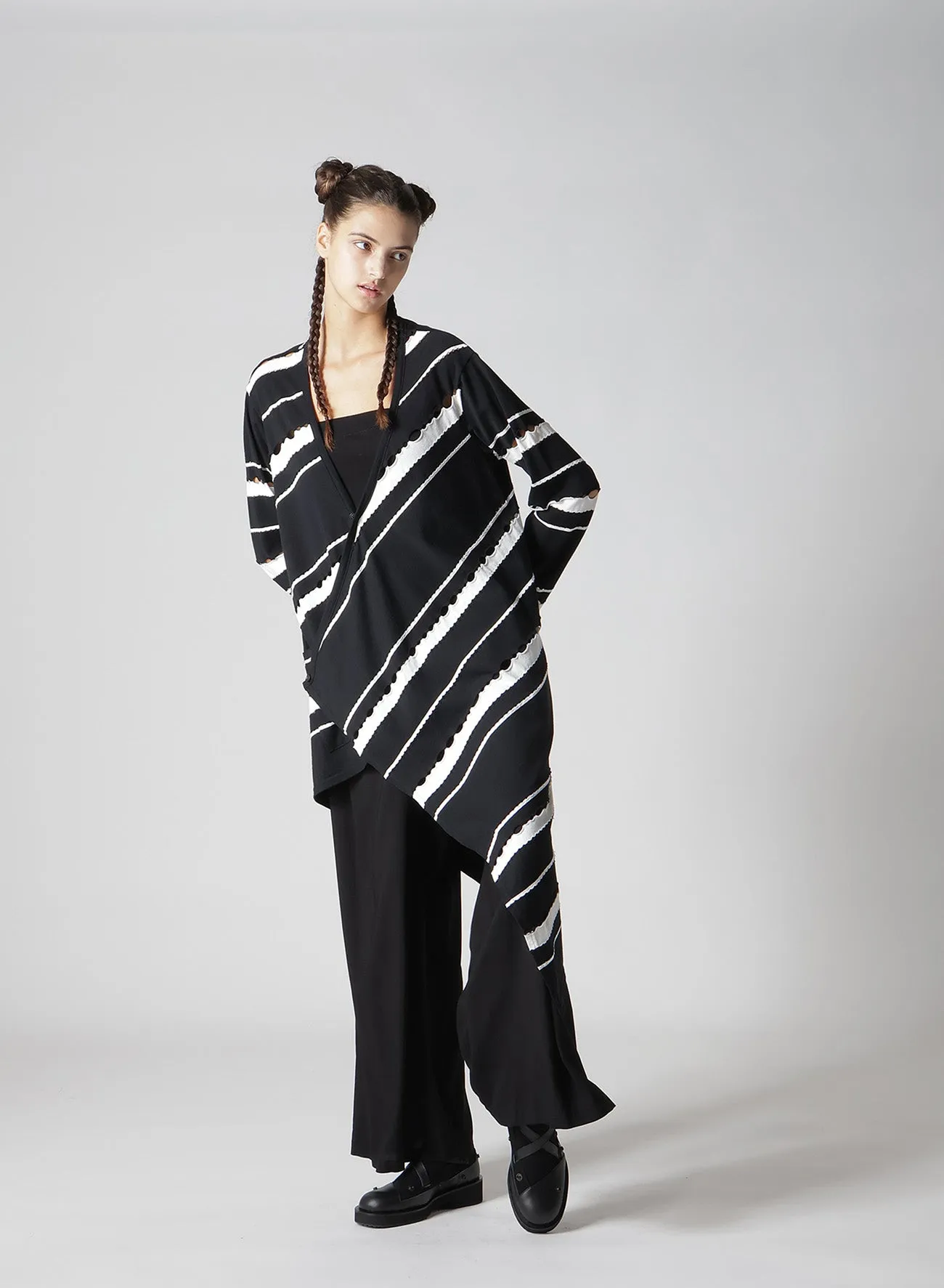 HOLED BORDER PATTERN SQUARE HEM CARDIGAN sold by Yohji Yamamoto product image thumbnail 4