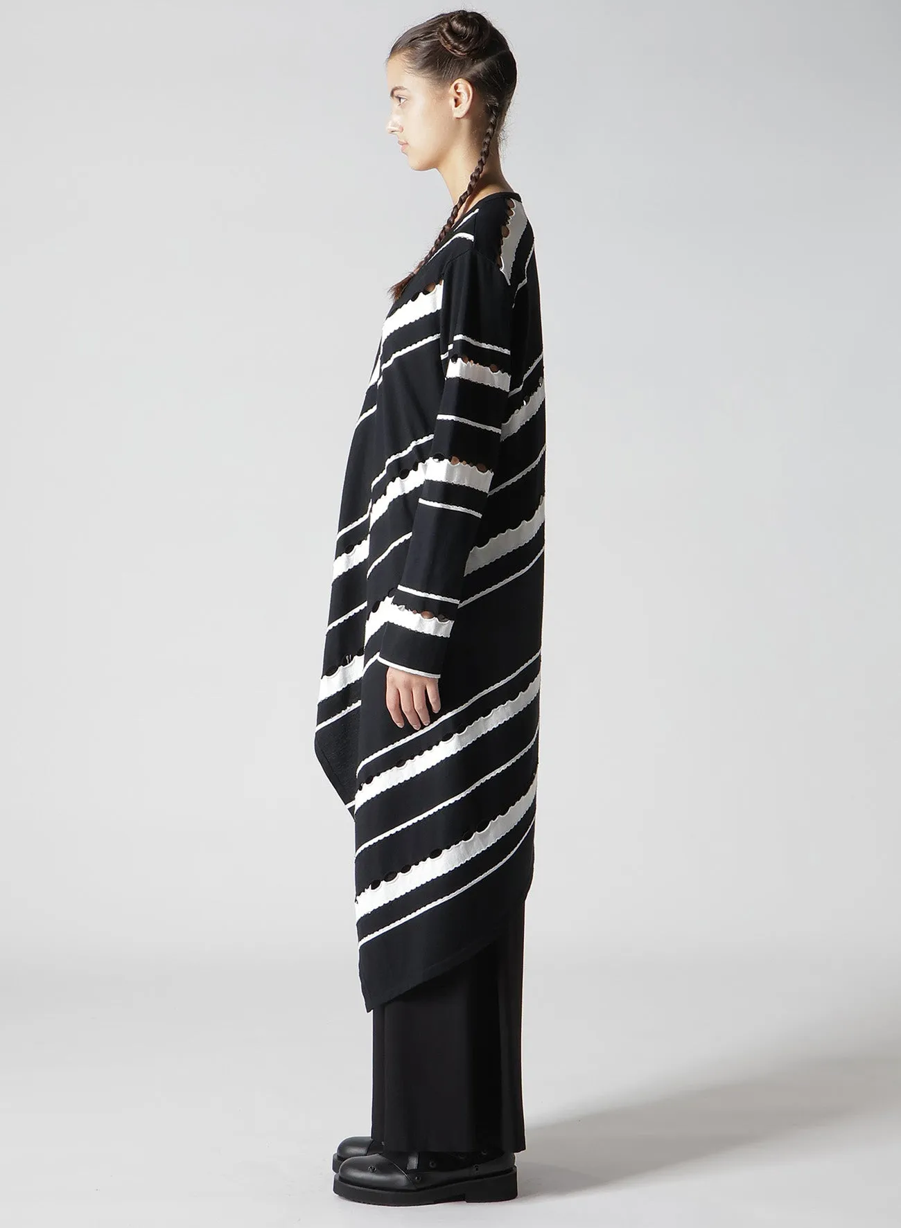 HOLED BORDER PATTERN SQUARE HEM CARDIGAN sold by Yohji Yamamoto product image thumbnail 5