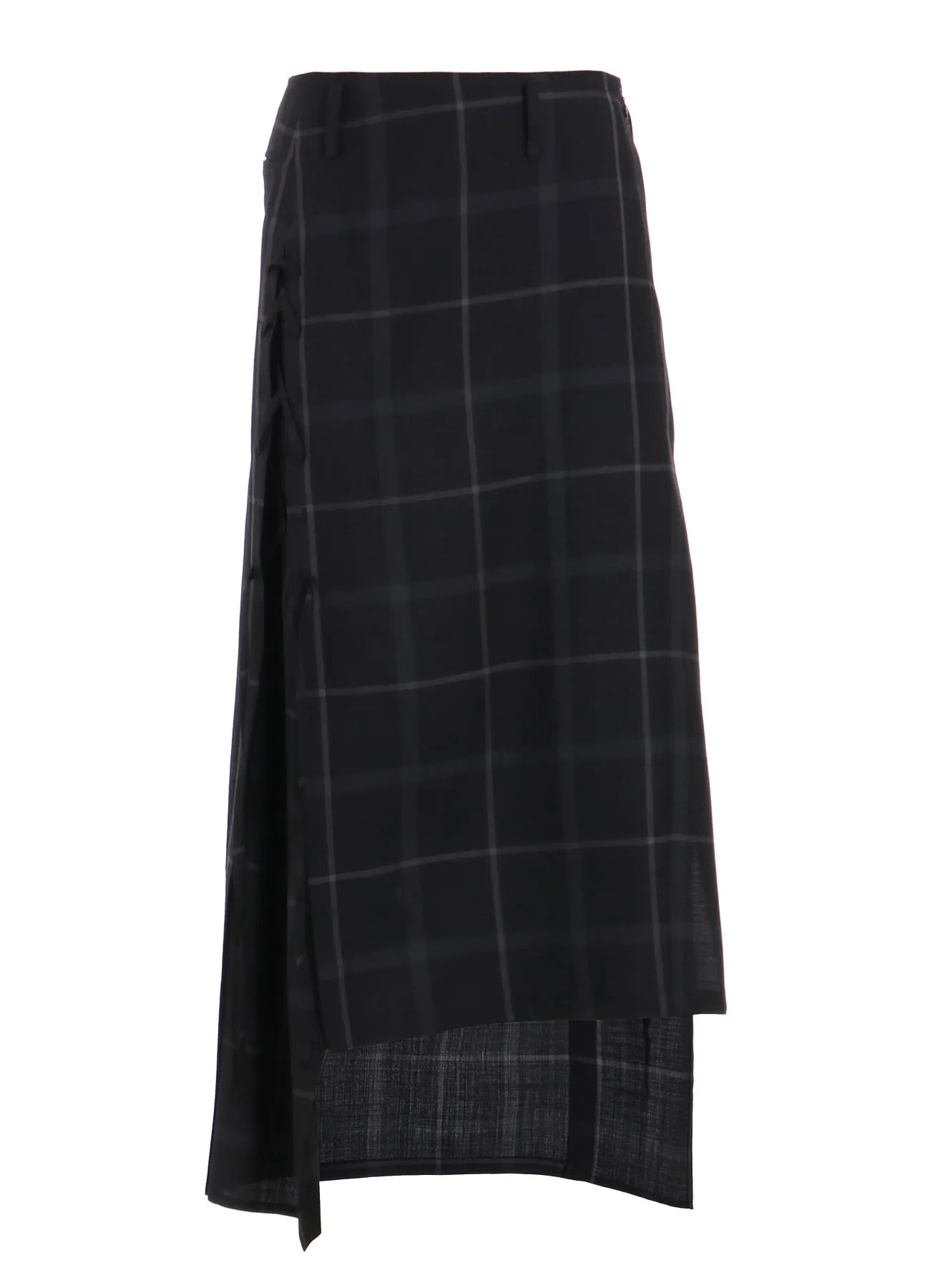 PLAID LACE-UP LONG SKIRT sold by Yohji Yamamoto product image thumbnail 2