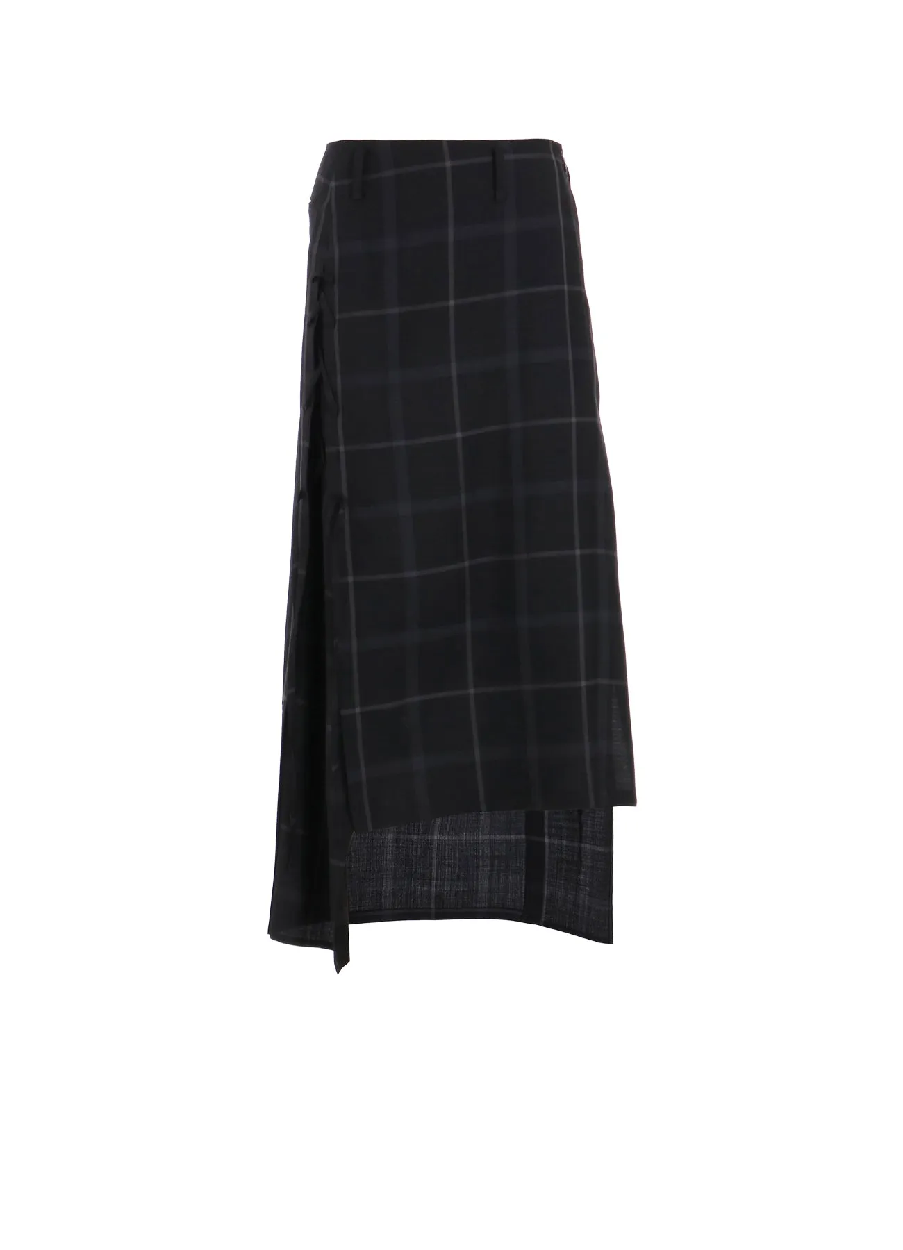 PLAID LACE-UP LONG SKIRT sold by Yohji Yamamoto