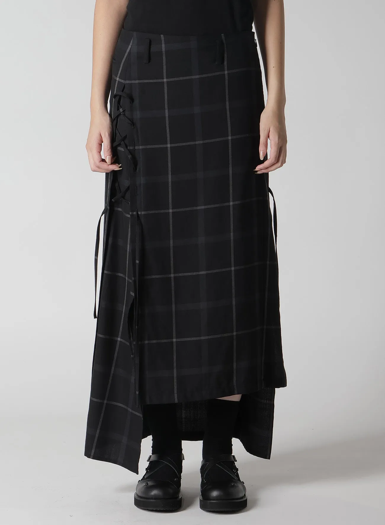 PLAID LACE-UP LONG SKIRT sold by Yohji Yamamoto product image thumbnail 5
