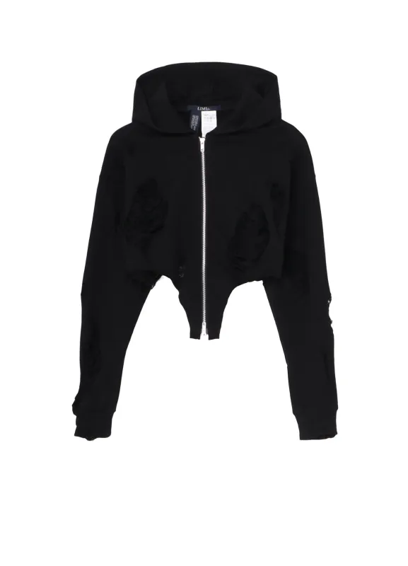 CRUSHED FLEECE LINING CURVED HEM HOODIE made by Yohji Yamamoto
