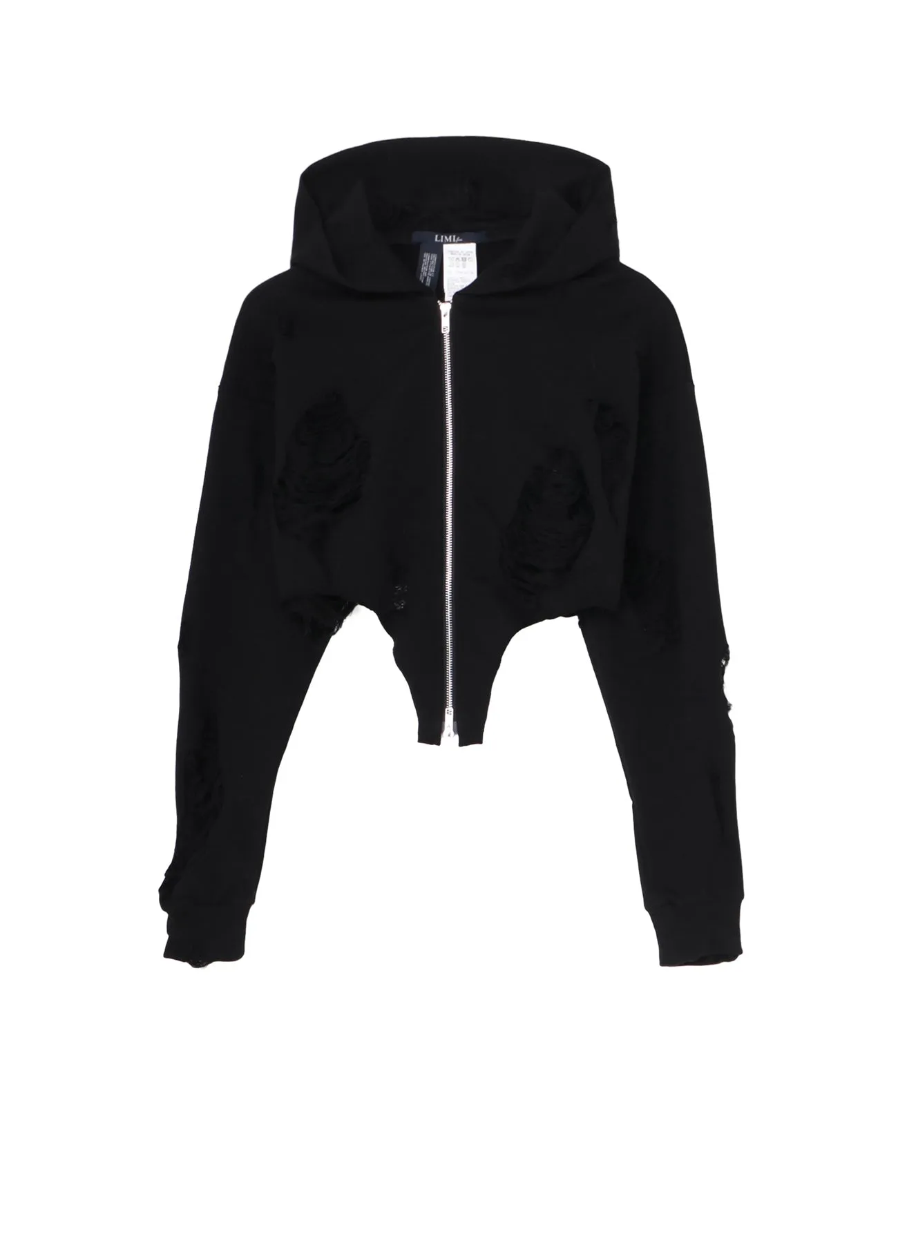 CRUSHED FLEECE LINING CURVED HEM HOODIE sold by Yohji Yamamoto