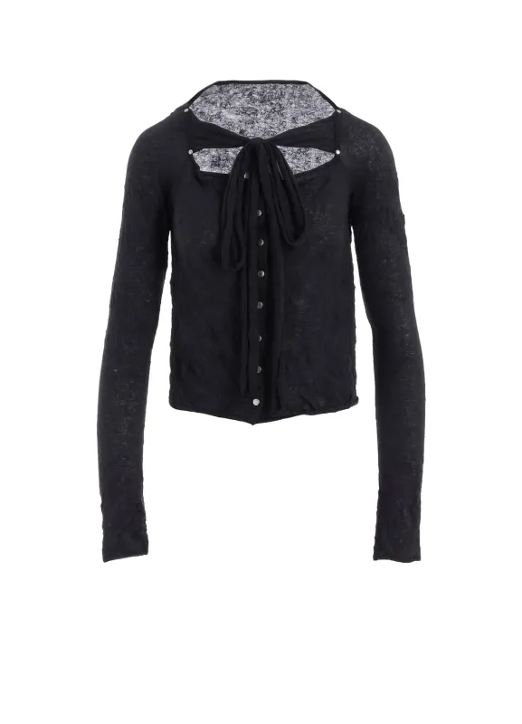 WASHER PLAIN STITCH CARDIGAN WITH RIBBON sold by Yohji Yamamoto