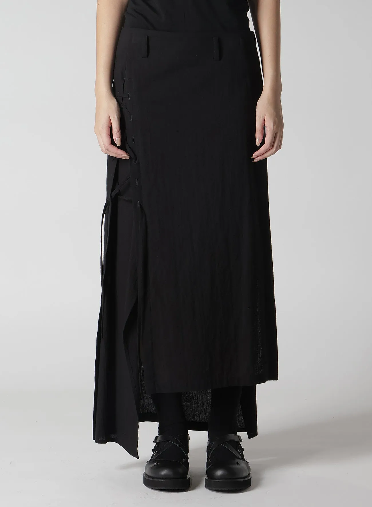 MUSLIN LACE-UP LONG SKIRT sold by Yohji Yamamoto product image thumbnail 5