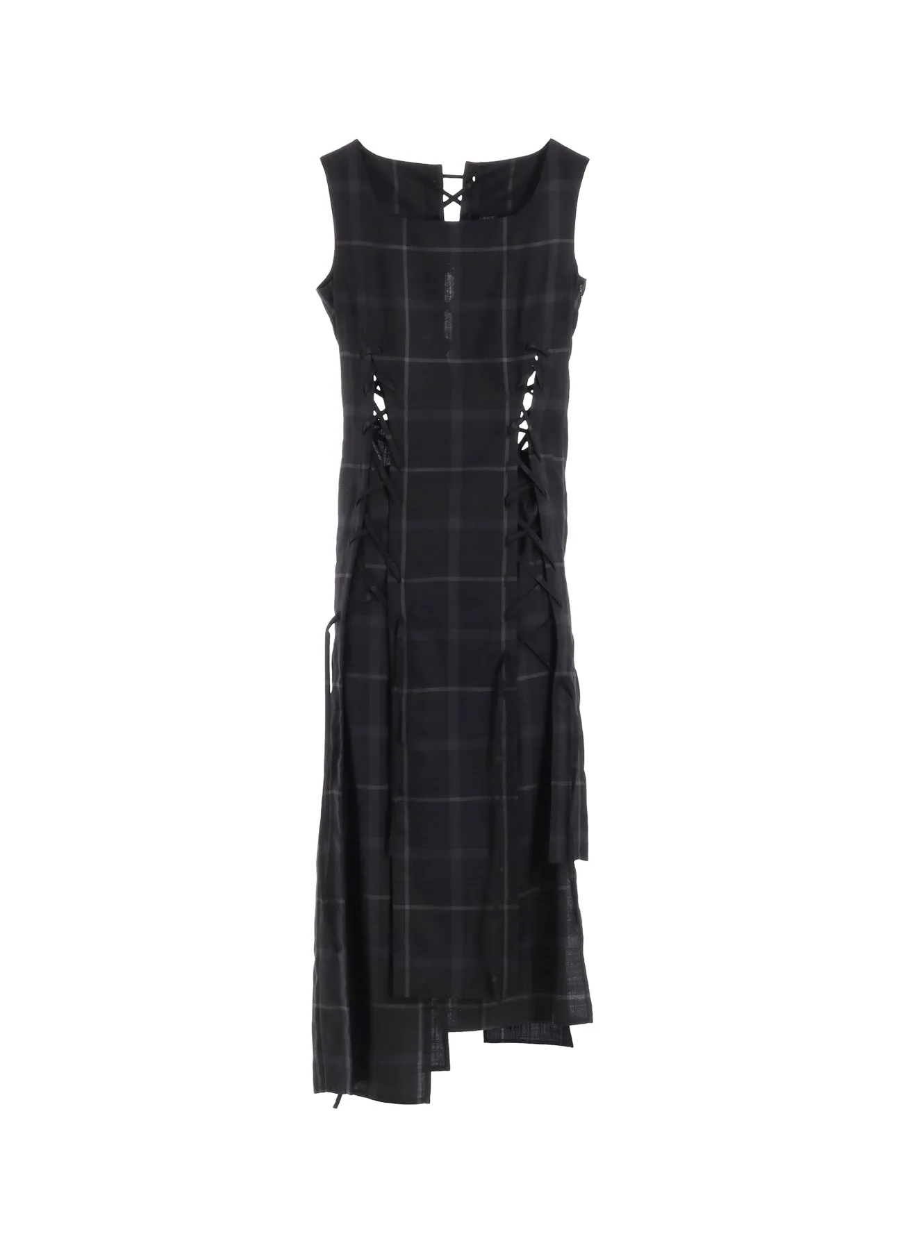 PLAID LACE-UP DRESS sold by Yohji Yamamoto