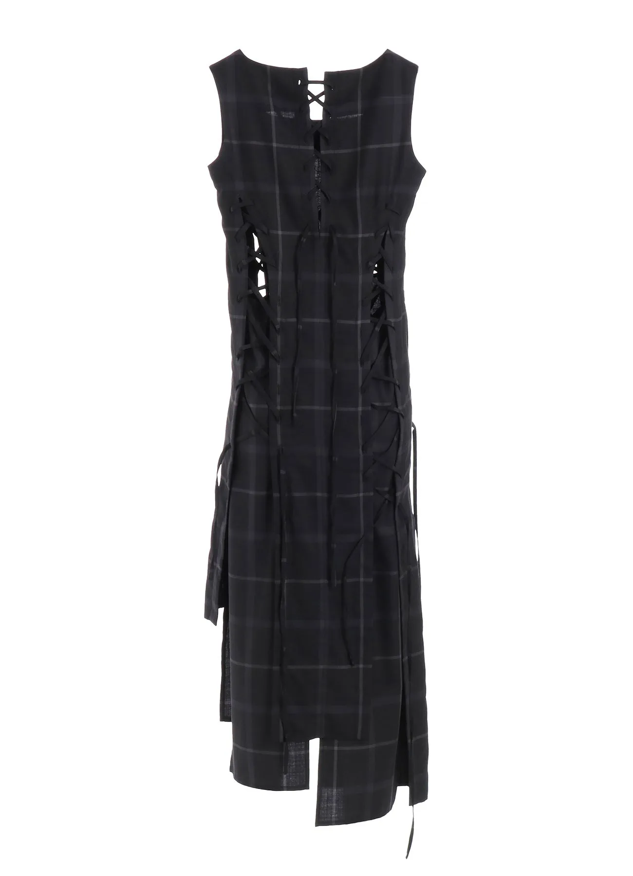 PLAID LACE-UP DRESS sold by Yohji Yamamoto product image thumbnail 3