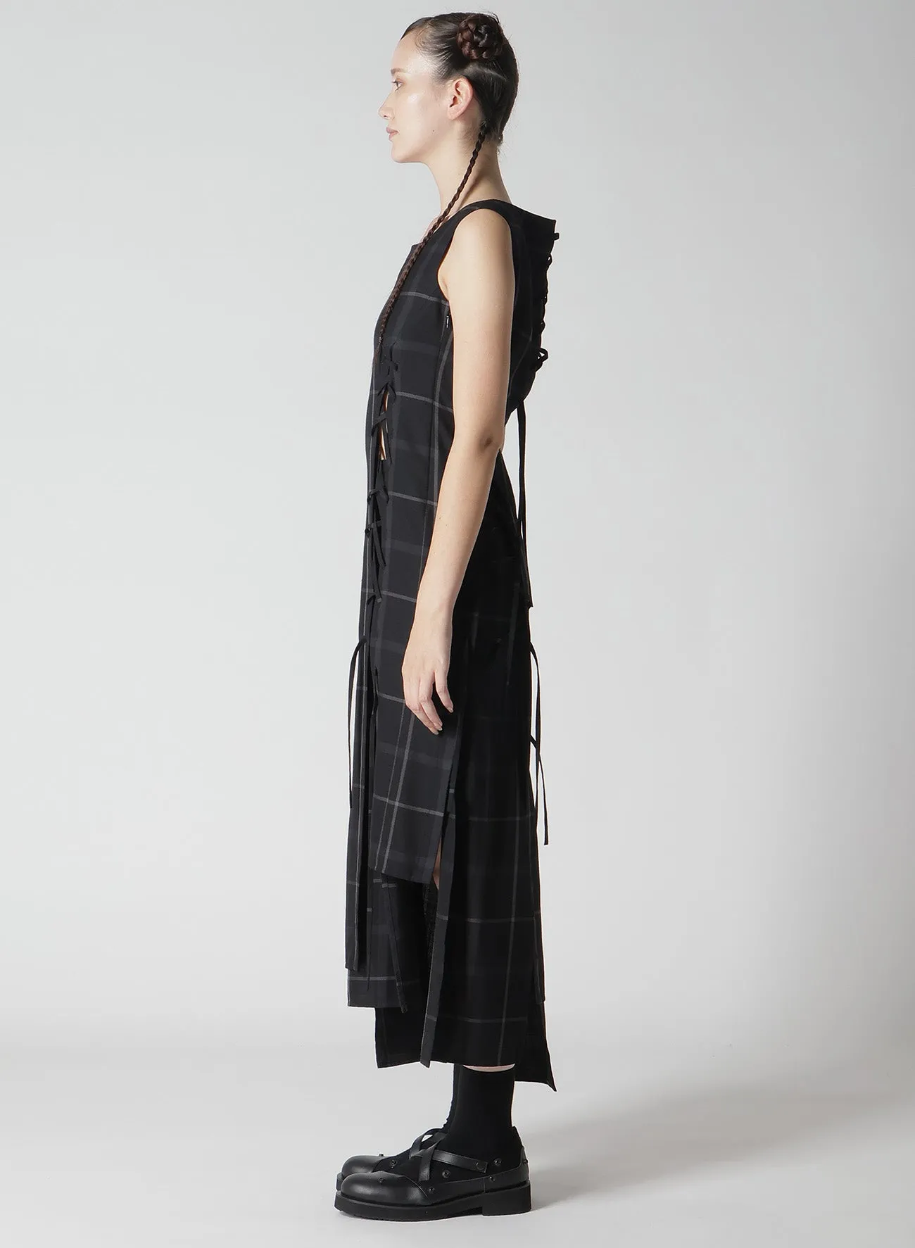 PLAID LACE-UP DRESS sold by Yohji Yamamoto product image thumbnail 5