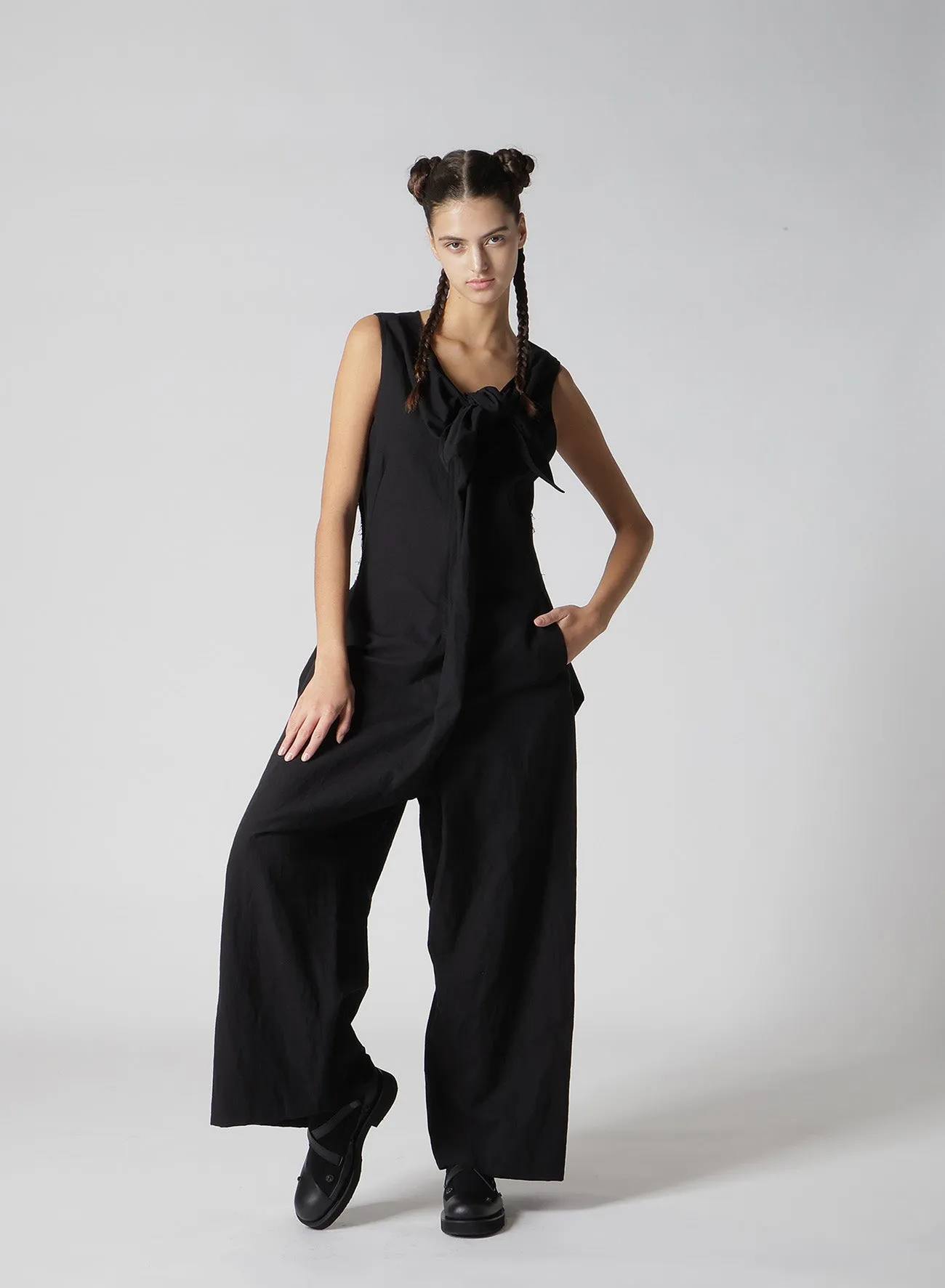 POPLIN FRONT RIBBON OVERALLS sold by Yohji Yamamoto product image thumbnail 4