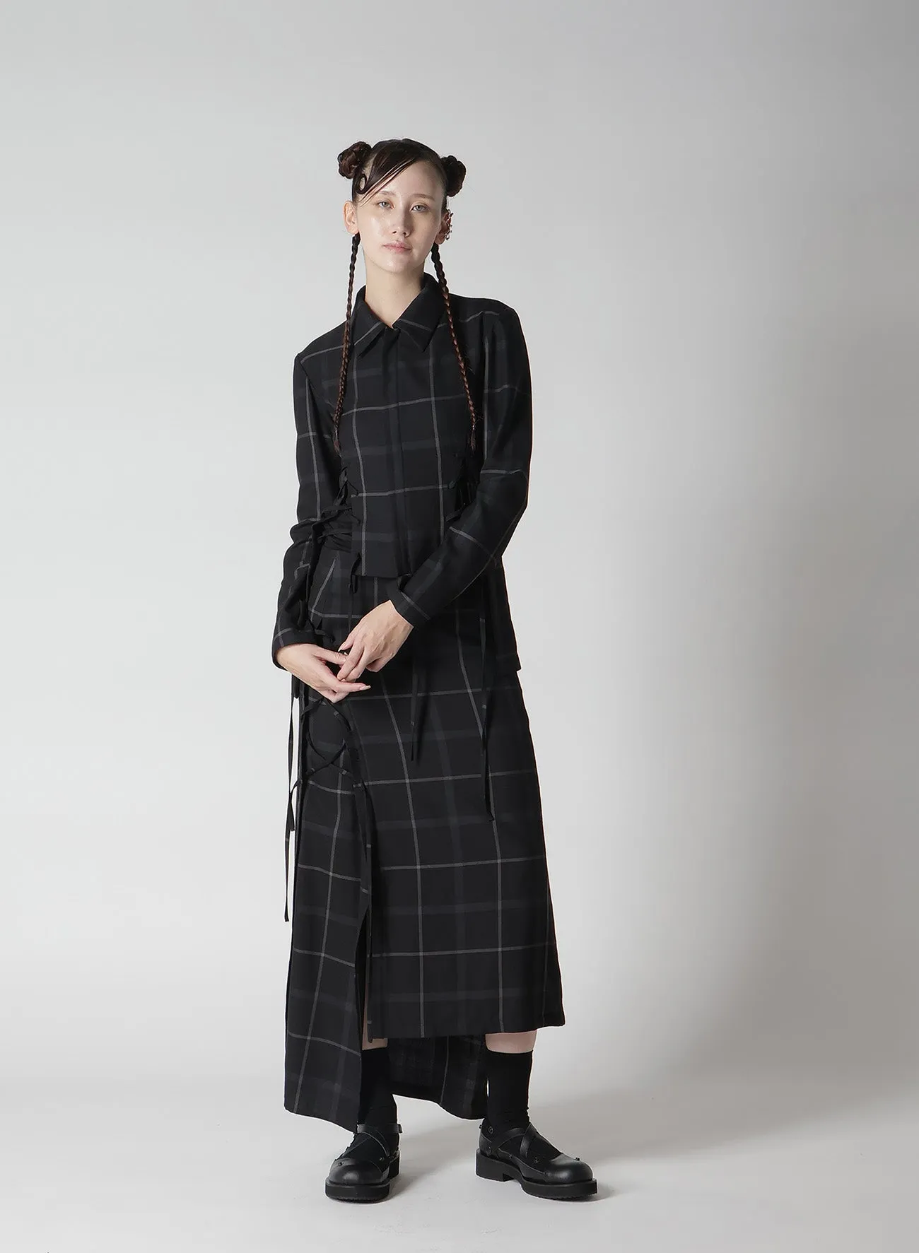 PLAID LACE-UP JACKET A sold by Yohji Yamamoto product image thumbnail 5