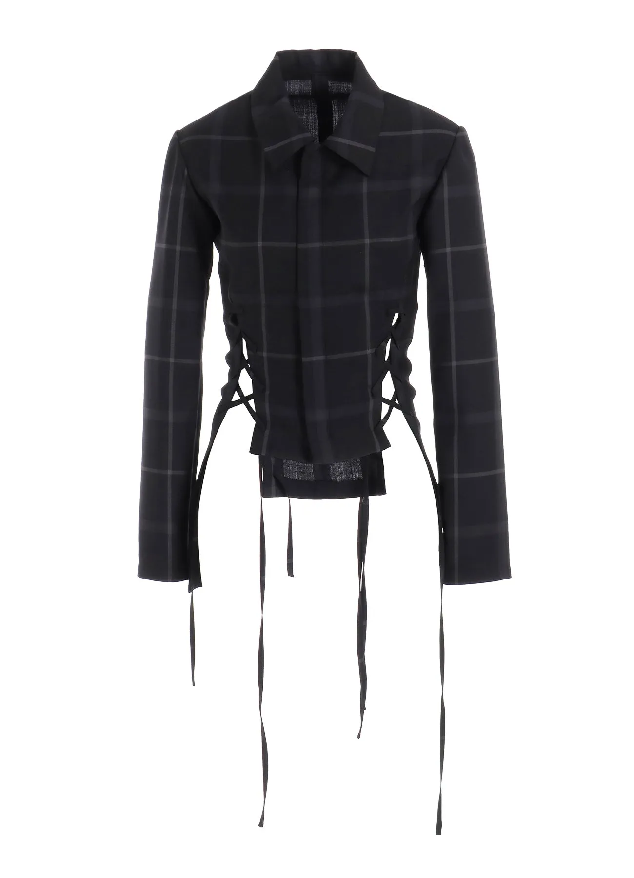 PLAID LACE-UP JACKET A sold by Yohji Yamamoto product image thumbnail 2