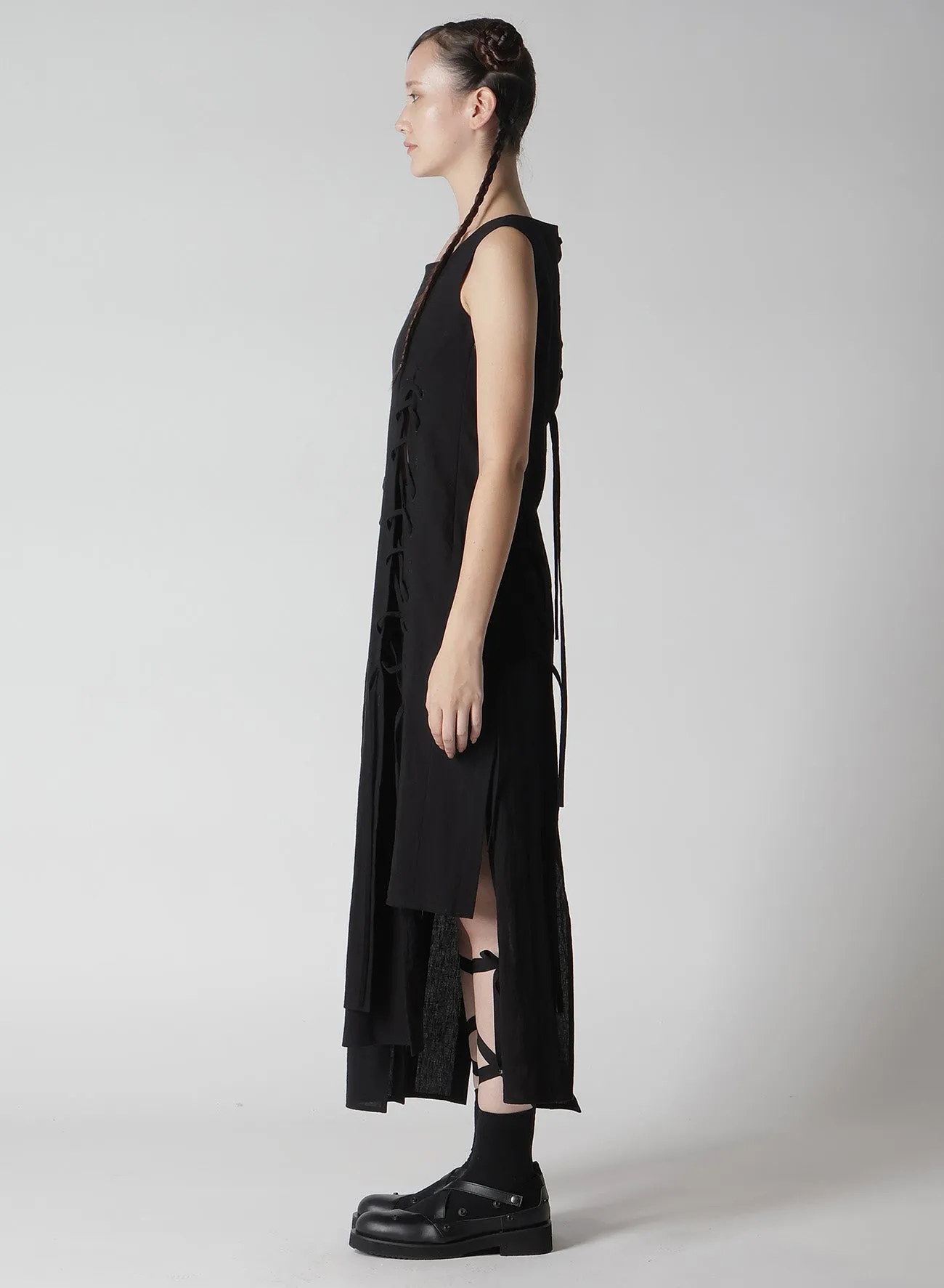 MUSLIN LACE-UP DRESS sold by Yohji Yamamoto product image thumbnail 5