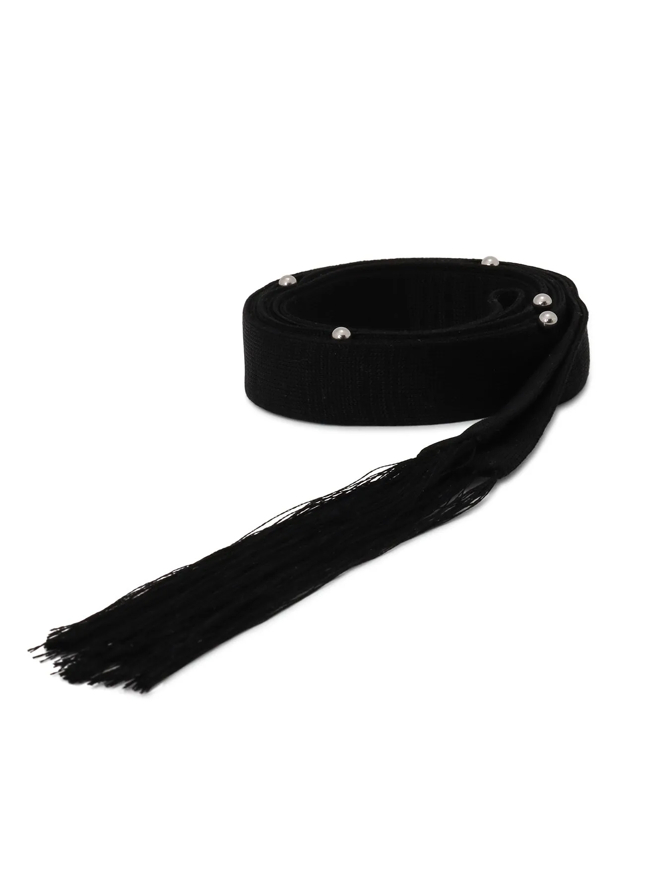 SILK COTTON PLAIN STITCH SLIM PIERCE DETAIL SCARF sold by Yohji Yamamoto