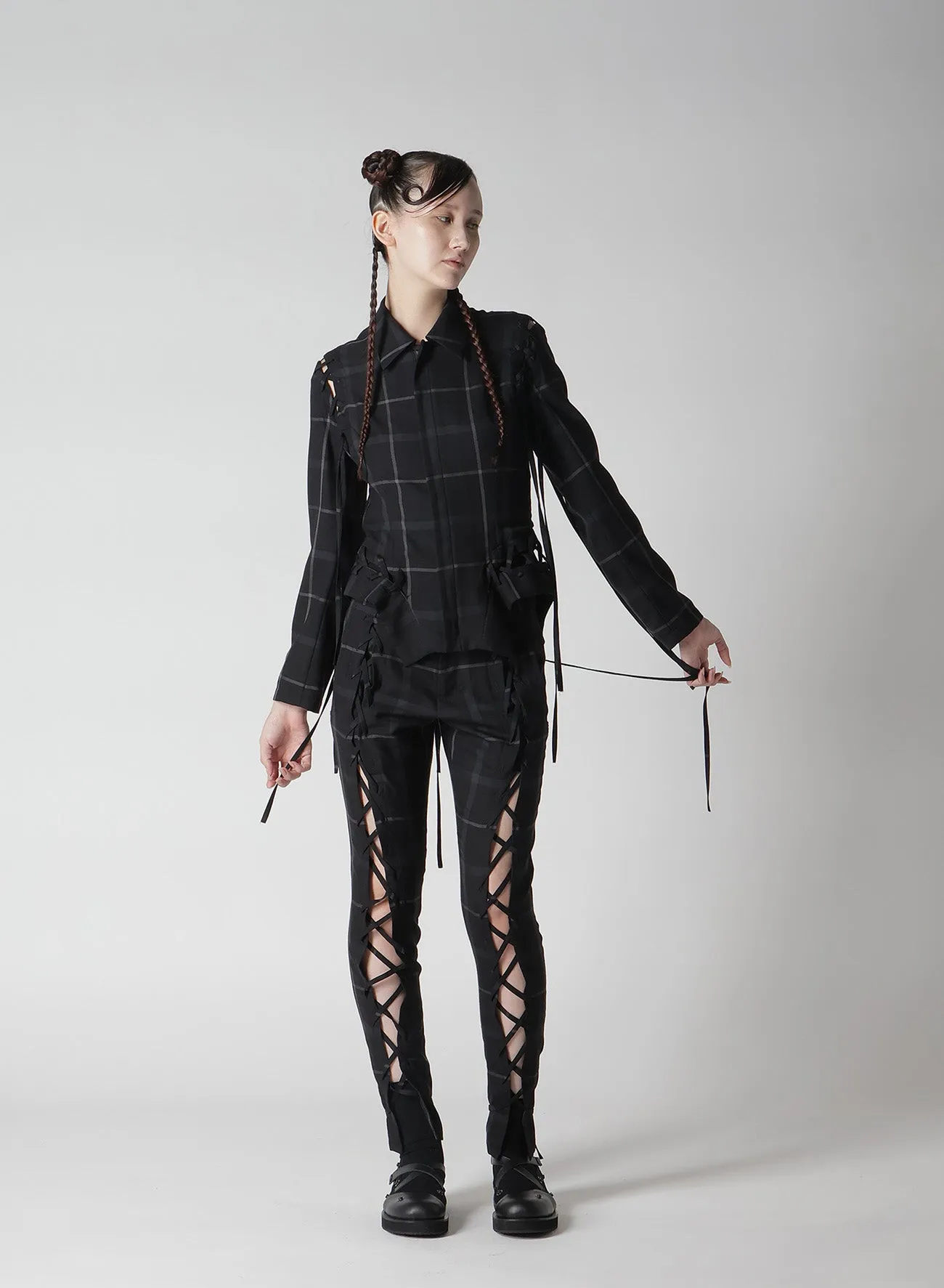 PLAID LACE-UP JACKET B sold by Yohji Yamamoto product image thumbnail 5