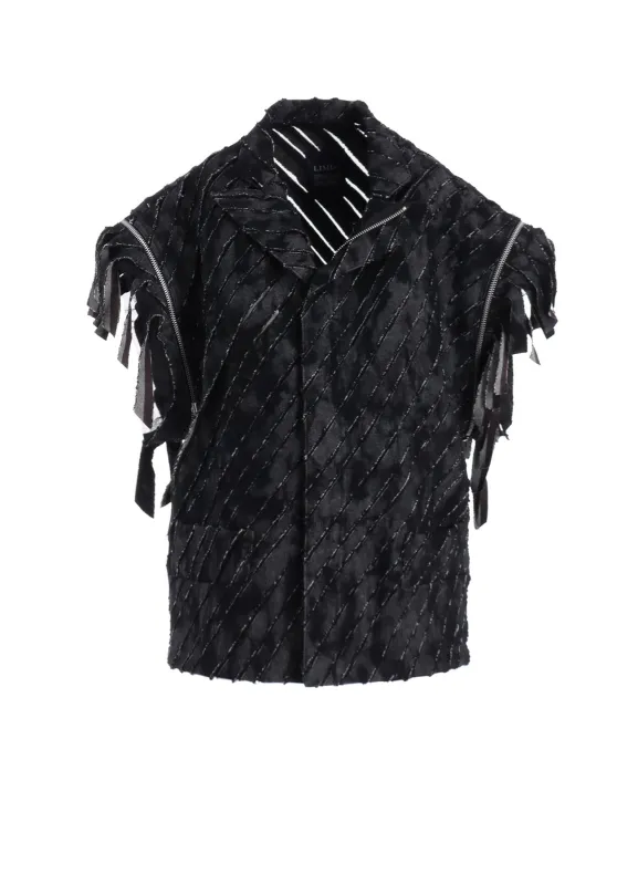 DENIM WITH SLASH DETAIL CUFFS ZIP JACKET B sold by Yohji Yamamoto