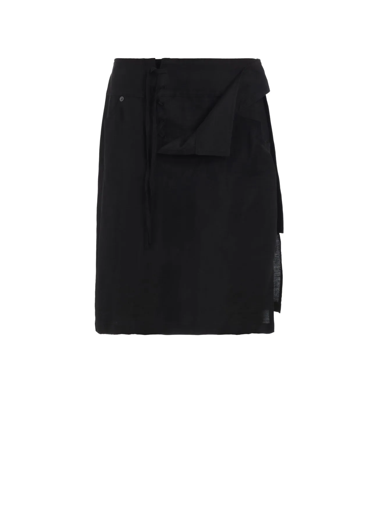 LINEN SILK LACE UP DETAIL SHORT SKIRT sold by Yohji Yamamoto