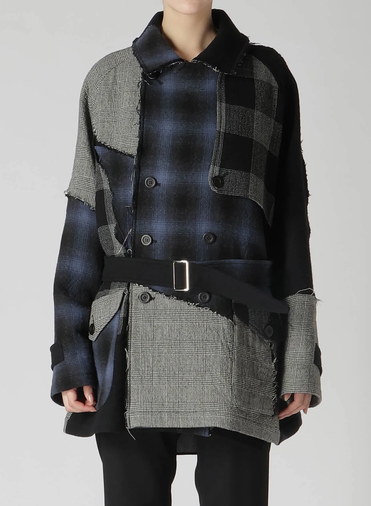 MULTI PLAID A TRENCH JACKET sold by Yohji Yamamoto product image thumbnail 2