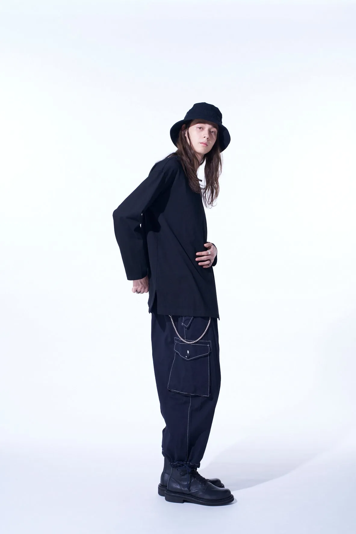 BICOLOR LAYERED LONG-SLEEVE T-SHIRT sold by Yohji Yamamoto product image thumbnail 4