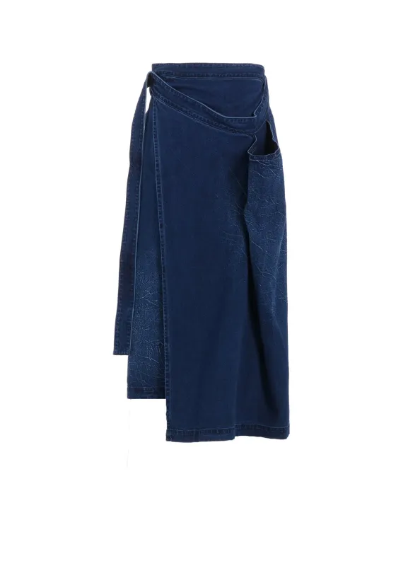 8OZ BLEACHED VINTAGE LIKE DENIM DRAPE WRAP SKIRT sold by Yohji Yamamoto