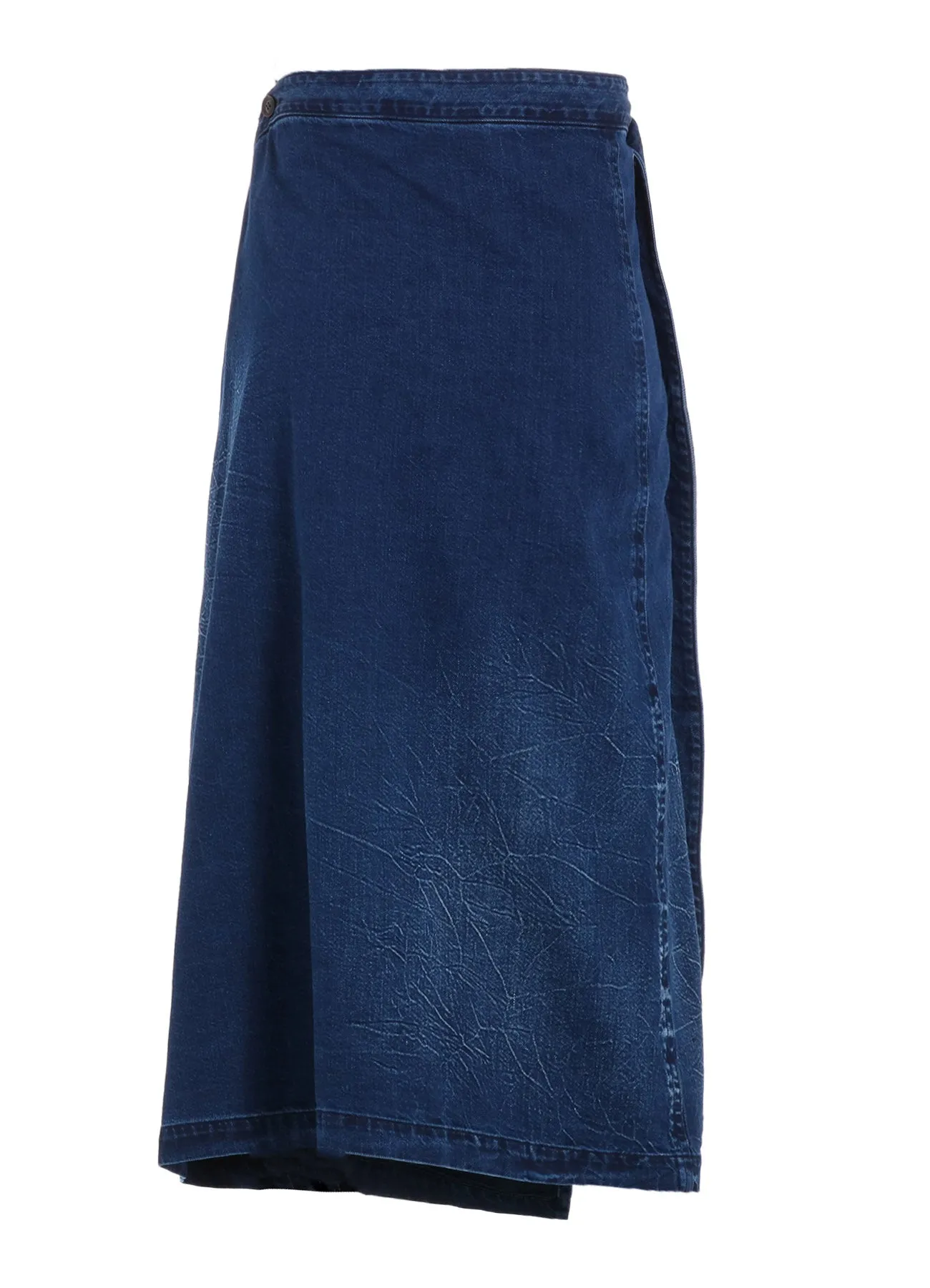 8OZ BLEACHED VINTAGE LIKE DENIM DRAPE WRAP SKIRT sold by Yohji Yamamoto product image thumbnail 3