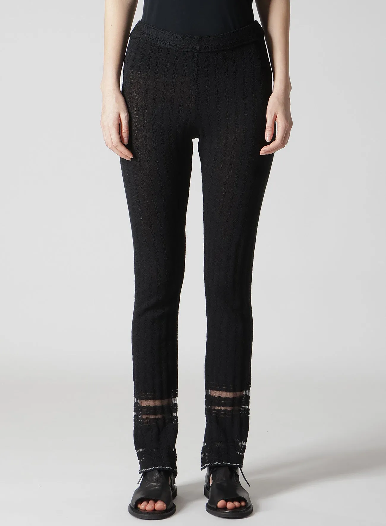 DROP NEEDLE RIB STRIPE LEGGINGS sold by Yohji Yamamoto product image thumbnail 4