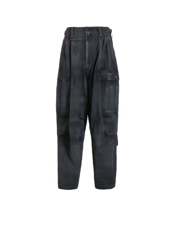 COTTON LINEN DUMP ROOLER PRINTING CARGO PANTS sold by Yohji Yamamoto