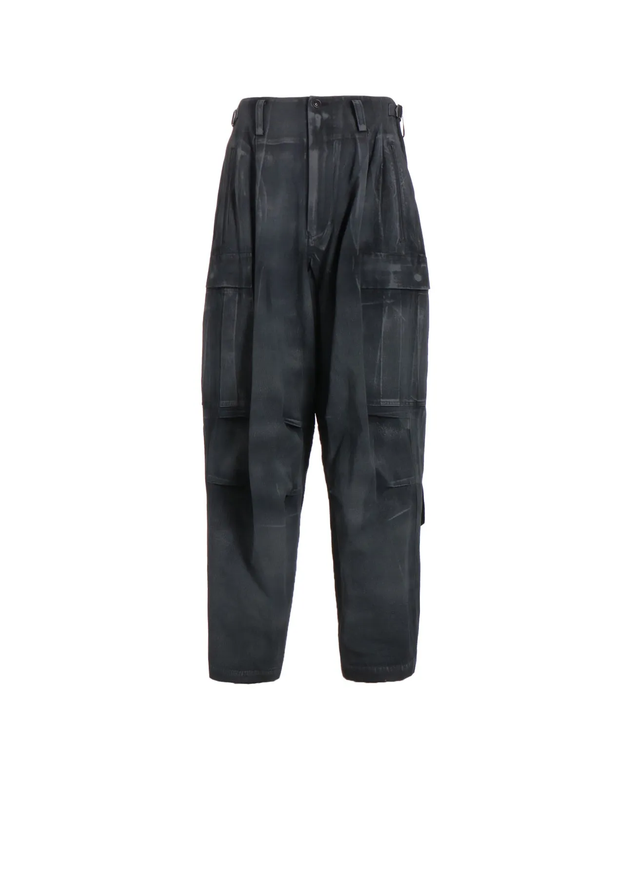 COTTON LINEN DUMP ROOLER PRINTING CARGO PANTS sold by Yohji Yamamoto