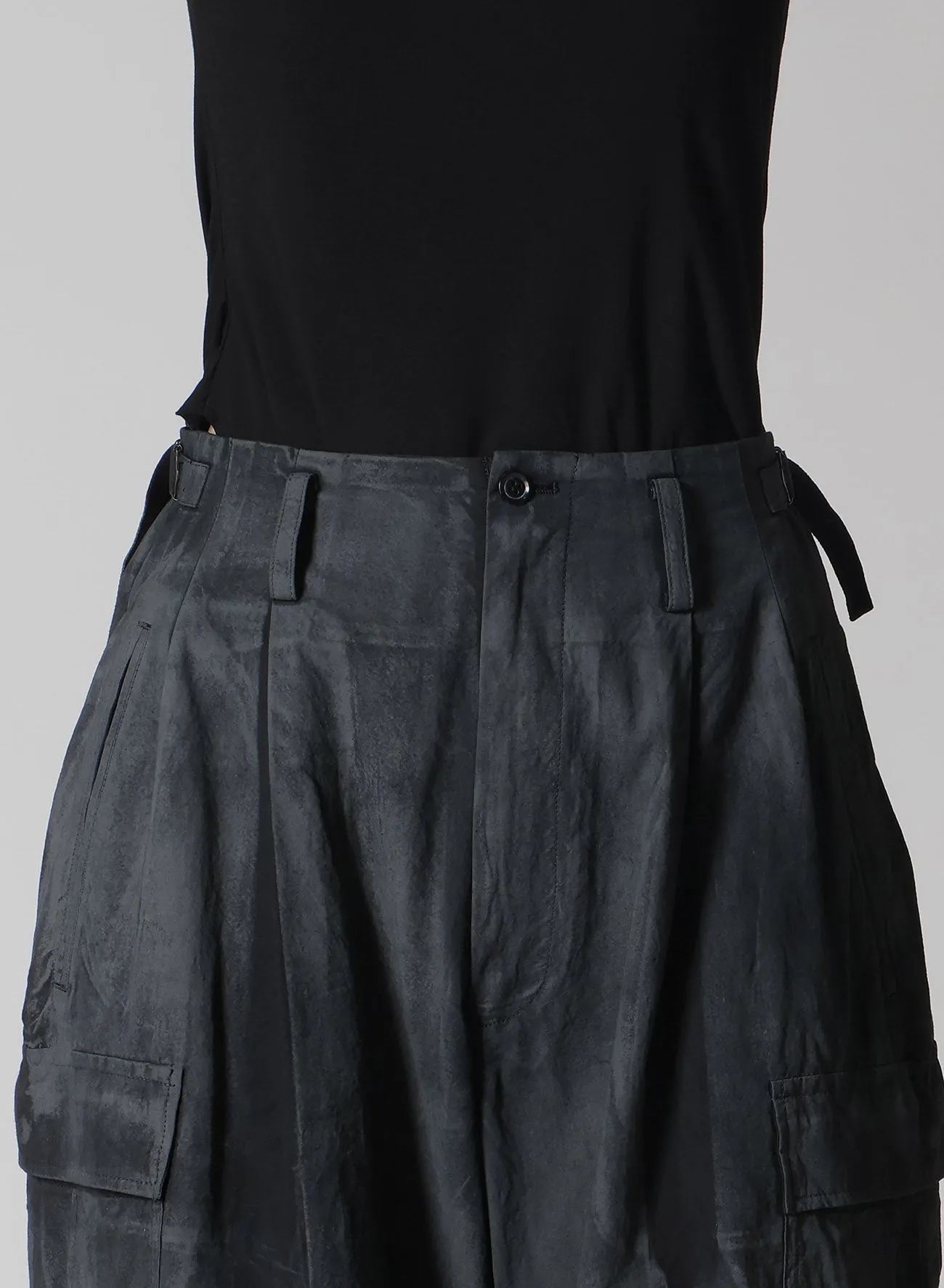 COTTON LINEN DUMP ROOLER PRINTING CARGO PANTS sold by Yohji Yamamoto product image thumbnail 5