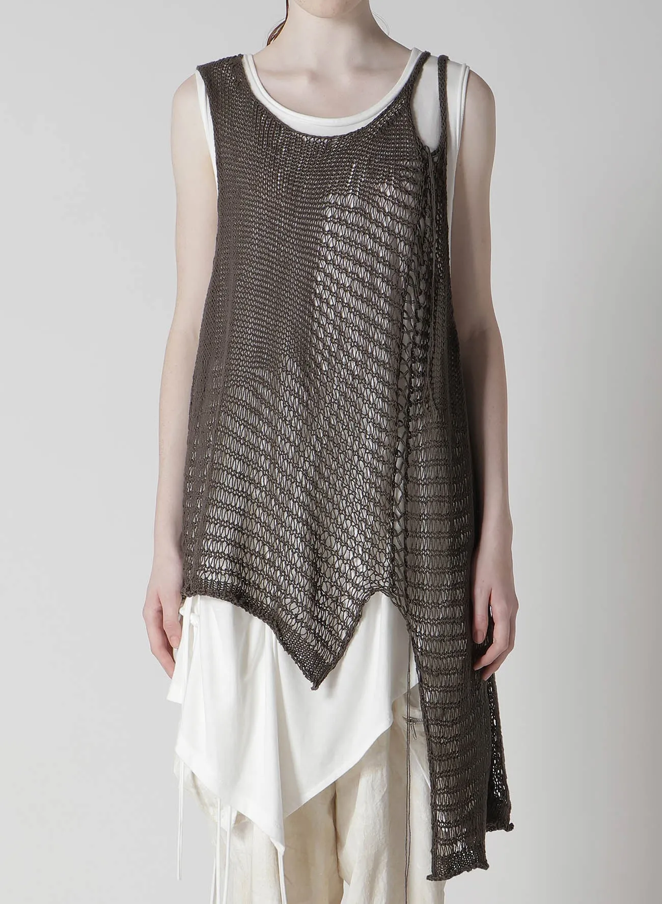 DAMAGE PROCESSED ASYMMETRIC SLEEVELESS KNIT sold by Yohji Yamamoto product image thumbnail 4
