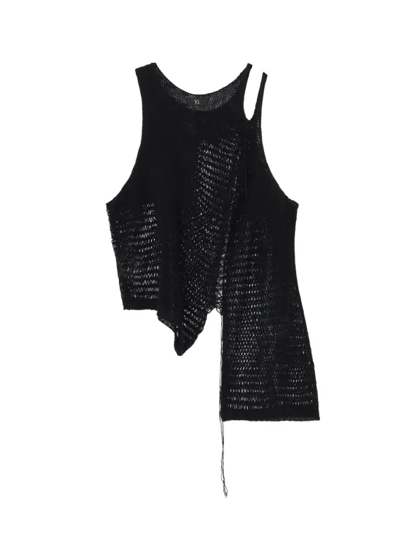 DAMAGE PROCESSED ASYMMETRIC SLEEVELESS KNIT made by Yohji Yamamoto