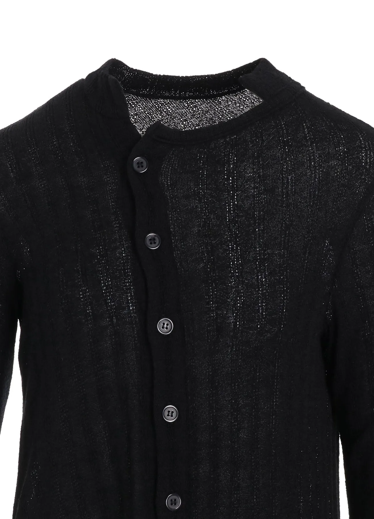 DROP NEEDLE RIB STRIPE ASYMMETRIC LONG CARDIGAN sold by Yohji Yamamoto product image thumbnail 5