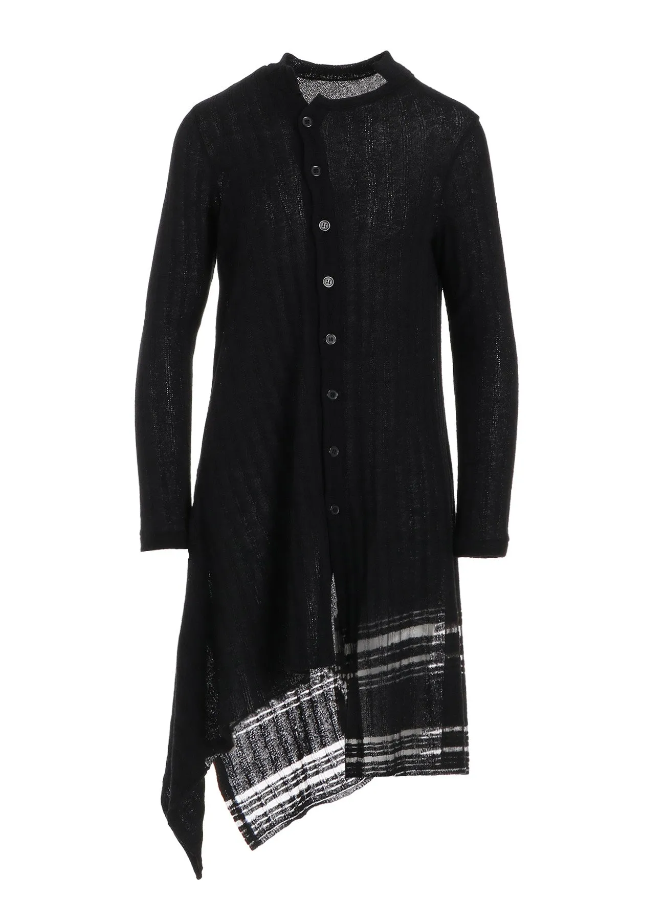 DROP NEEDLE RIB STRIPE ASYMMETRIC LONG CARDIGAN sold by Yohji Yamamoto product image thumbnail 2