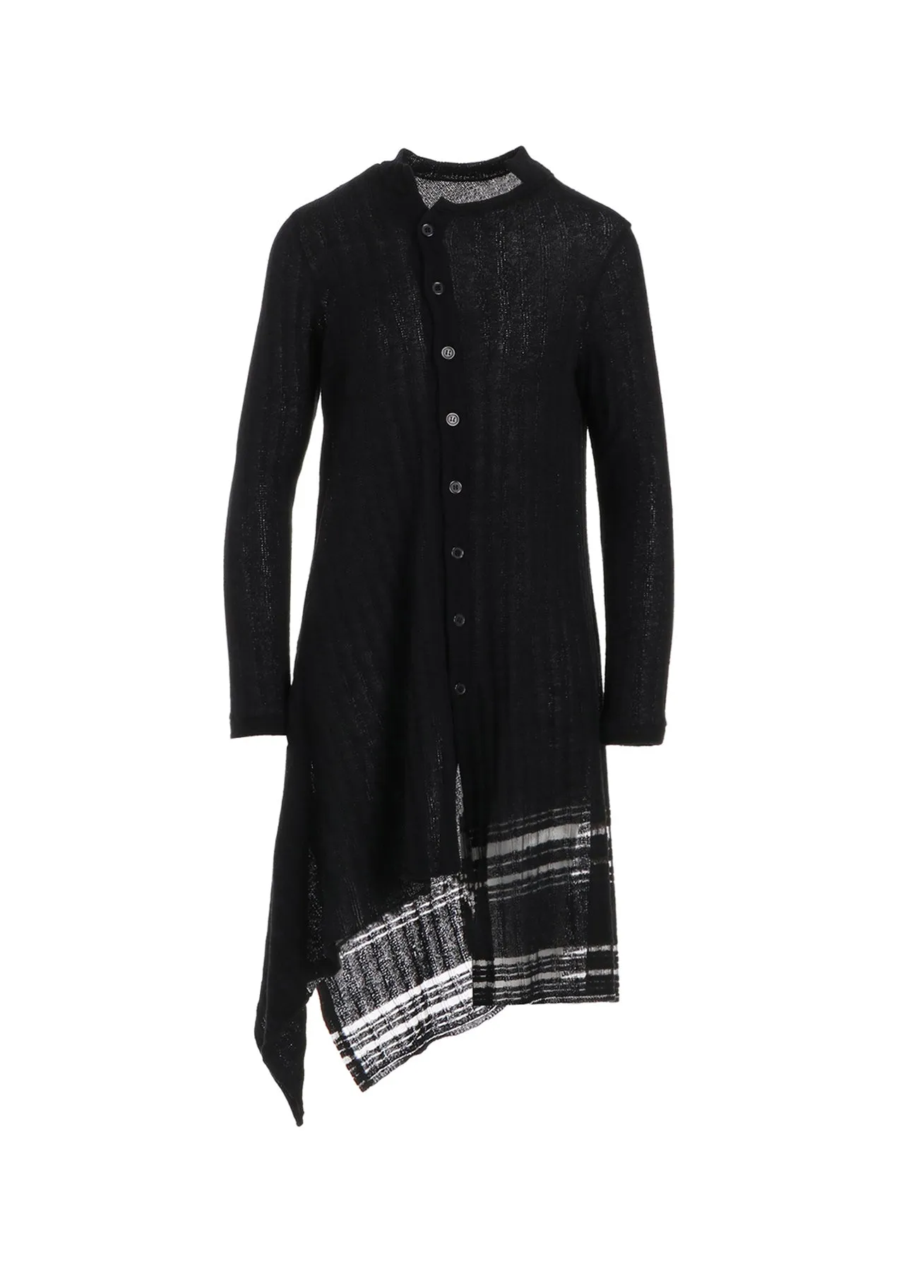 DROP NEEDLE RIB STRIPE ASYMMETRIC LONG CARDIGAN sold by Yohji Yamamoto