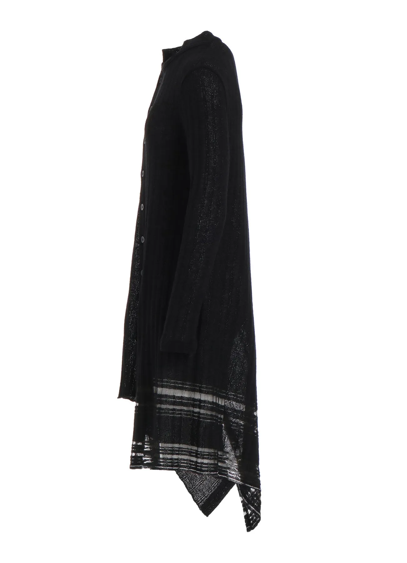 DROP NEEDLE RIB STRIPE ASYMMETRIC LONG CARDIGAN sold by Yohji Yamamoto product image thumbnail 3