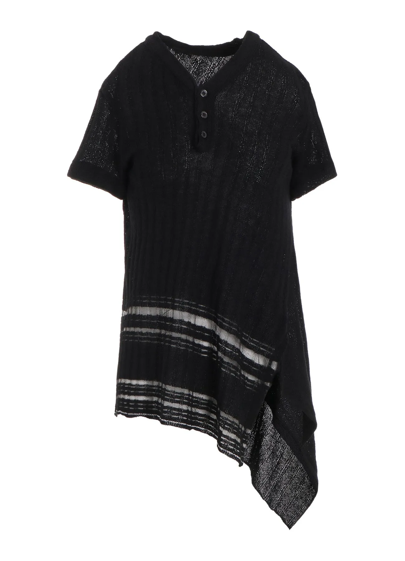 DROP NEEDLE RIB STRIPE ASYMMETRIC HEM PULLOVER sold by Yohji Yamamoto product image thumbnail 2