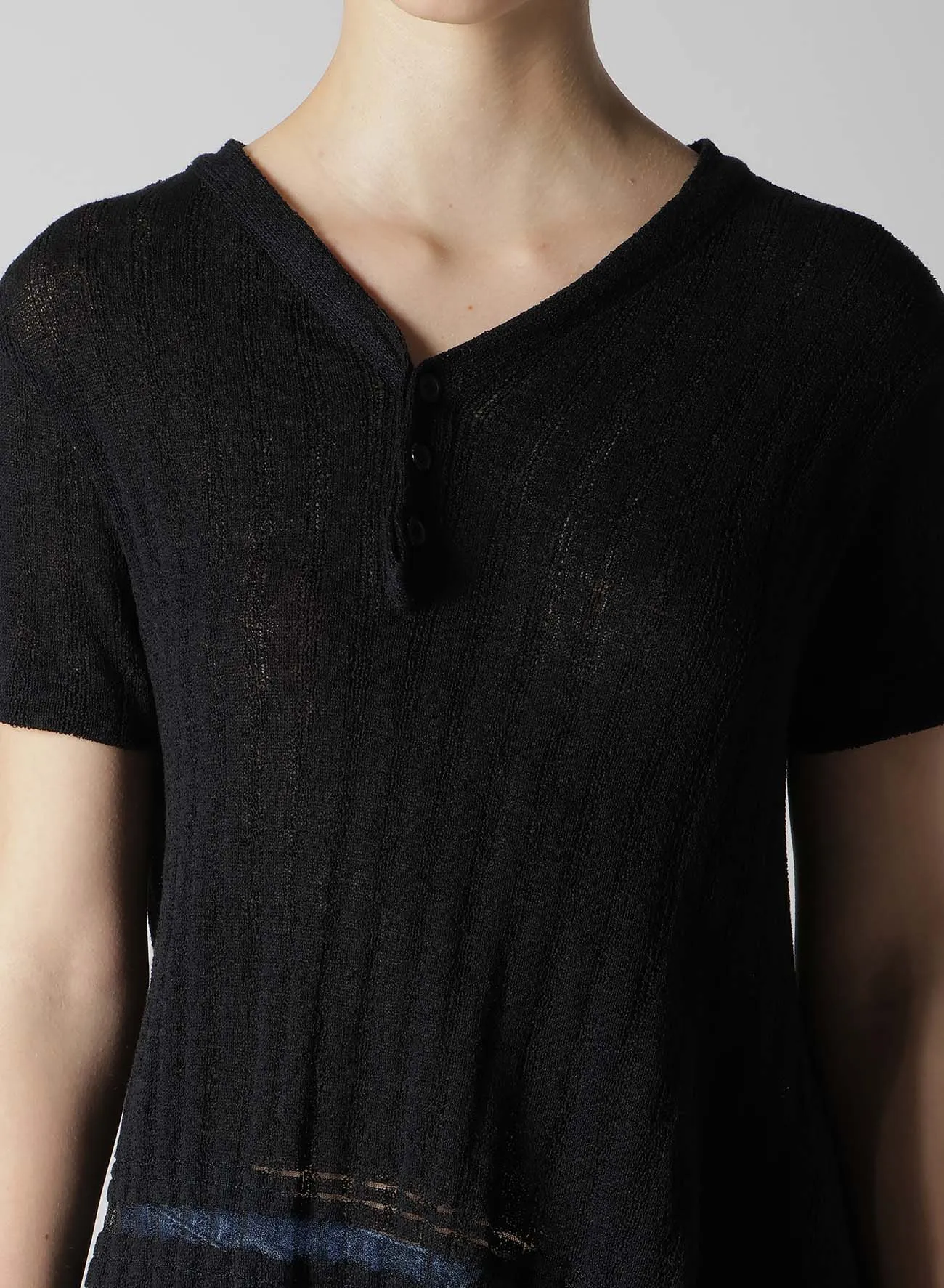 DROP NEEDLE RIB STRIPE ASYMMETRIC HEM PULLOVER sold by Yohji Yamamoto product image thumbnail 5