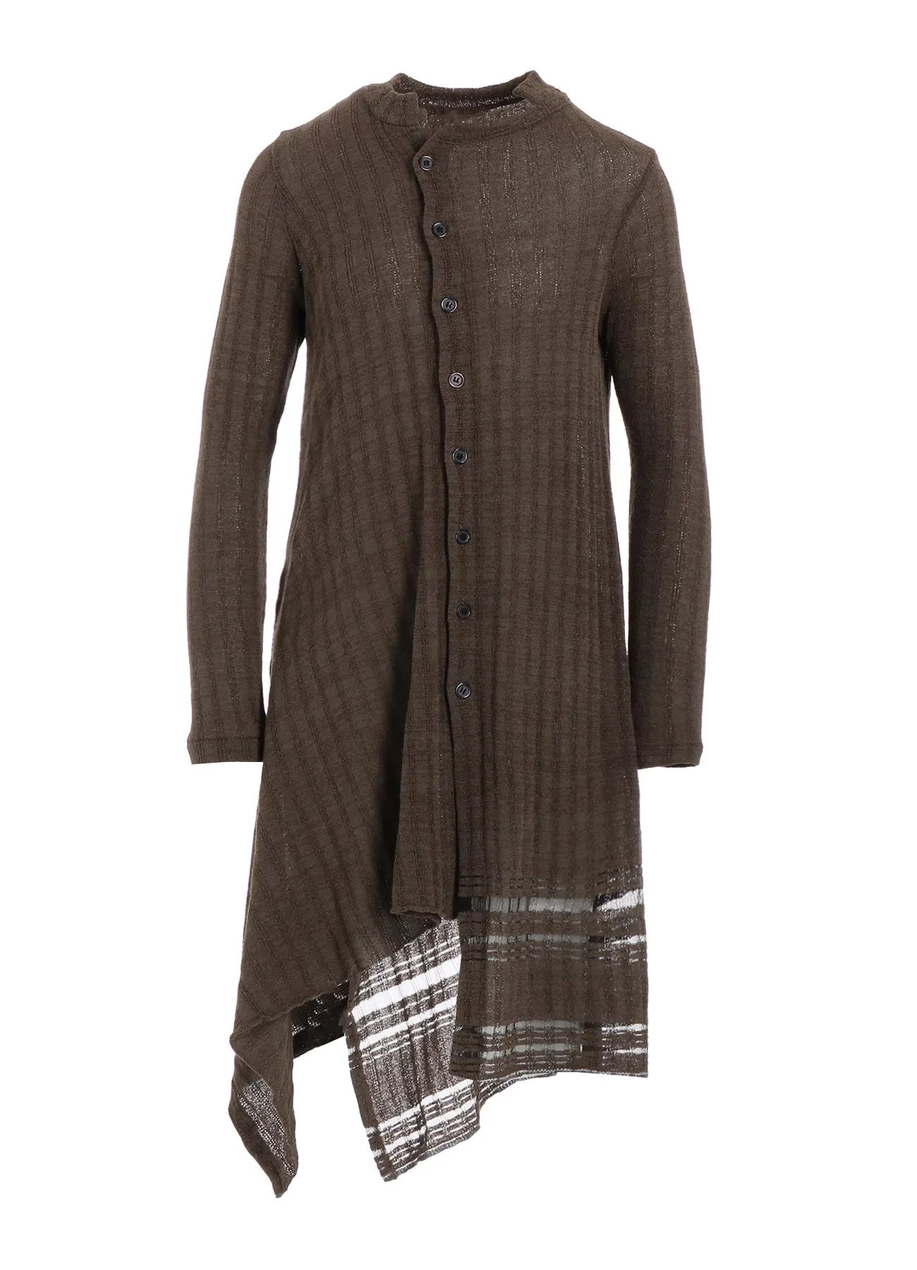 DROP NEEDLE RIB STRIPE ASYMMETRIC LONG CARDIGAN sold by Yohji Yamamoto product image thumbnail 2