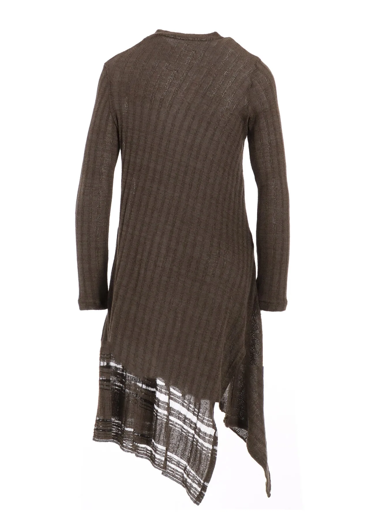 DROP NEEDLE RIB STRIPE ASYMMETRIC LONG CARDIGAN sold by Yohji Yamamoto product image thumbnail 3