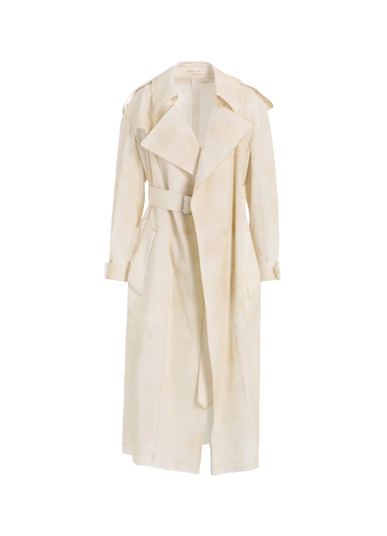 COTTON LINEN DUMP ROOLER PRINTING TRENCH COAT sold by Yohji Yamamoto