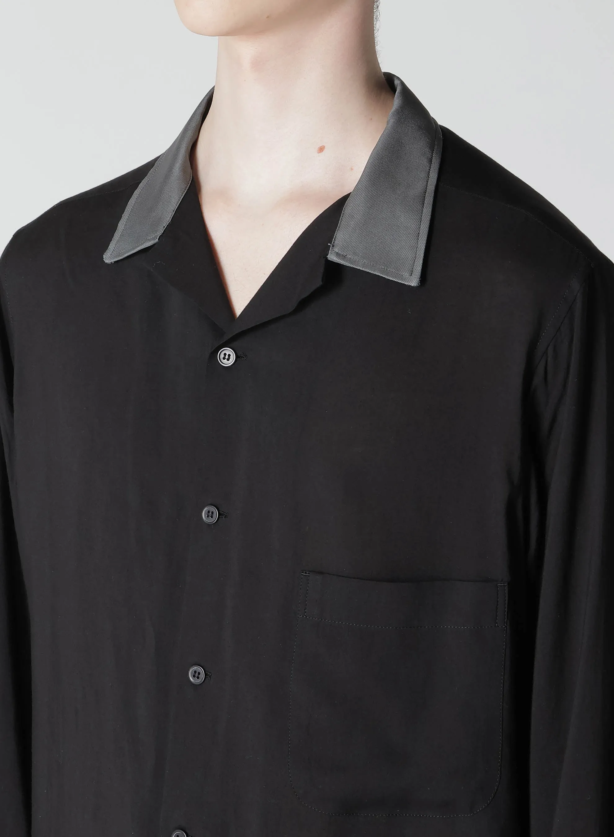 CELLULOSE LOAN OPEN COLLAR B W/ DIFFERNT FABRIC sold by Yohji Yamamoto product image thumbnail 3