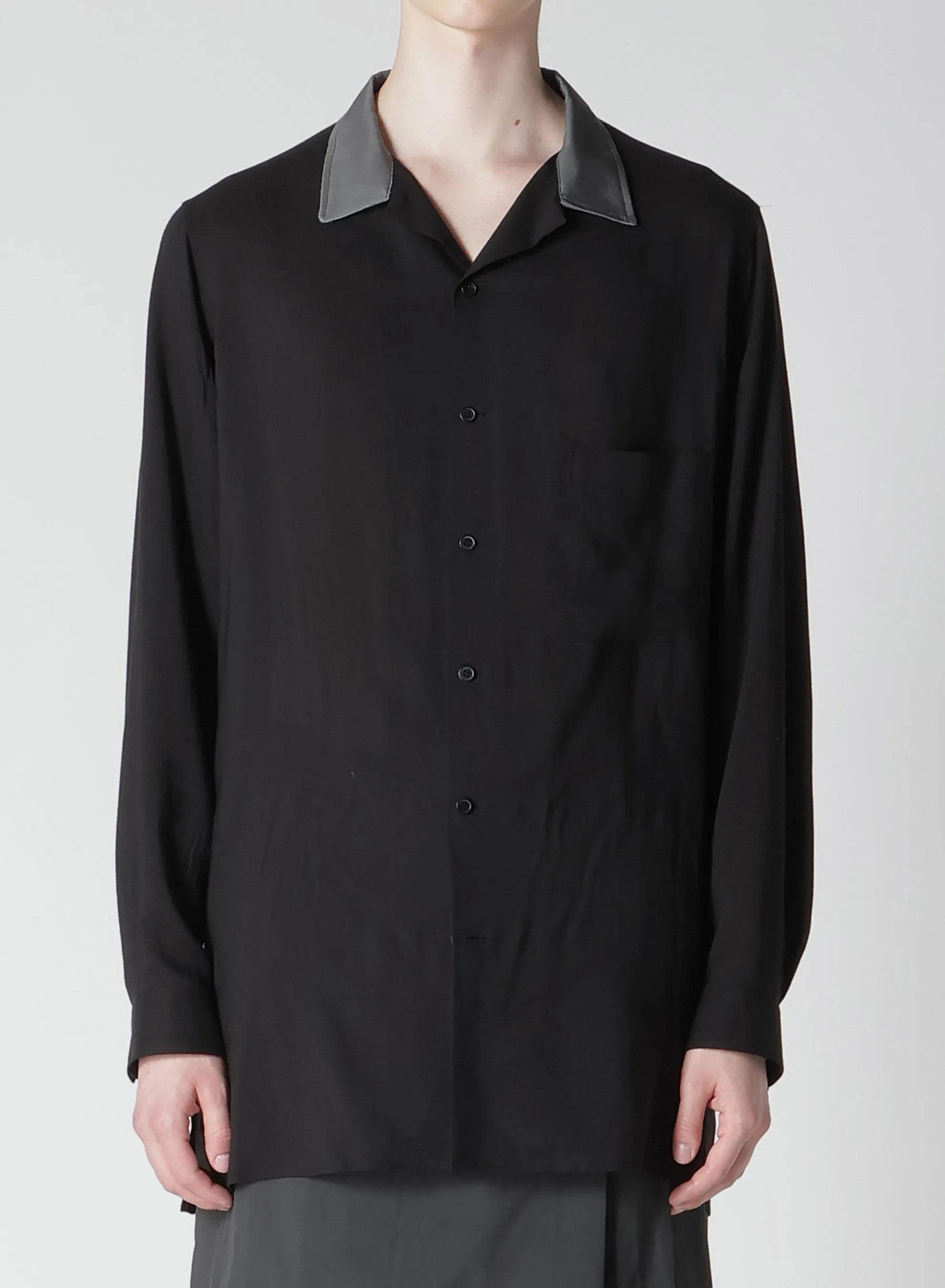 CELLULOSE LOAN OPEN COLLAR B W/ DIFFERNT FABRIC sold by Yohji Yamamoto product image thumbnail 2