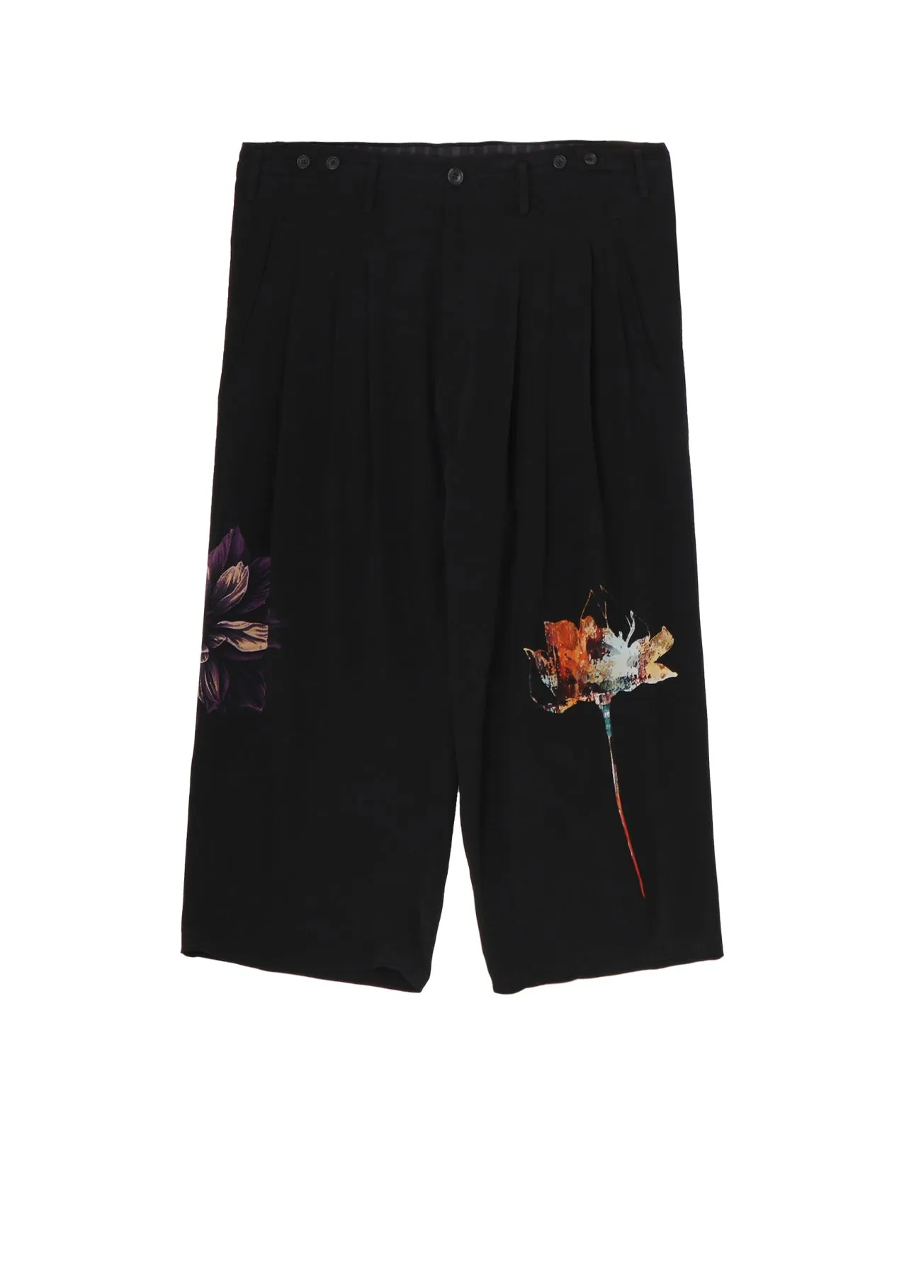 FLOWER DESIGNED PRINT WIDE PANTS sold by Yohji Yamamoto