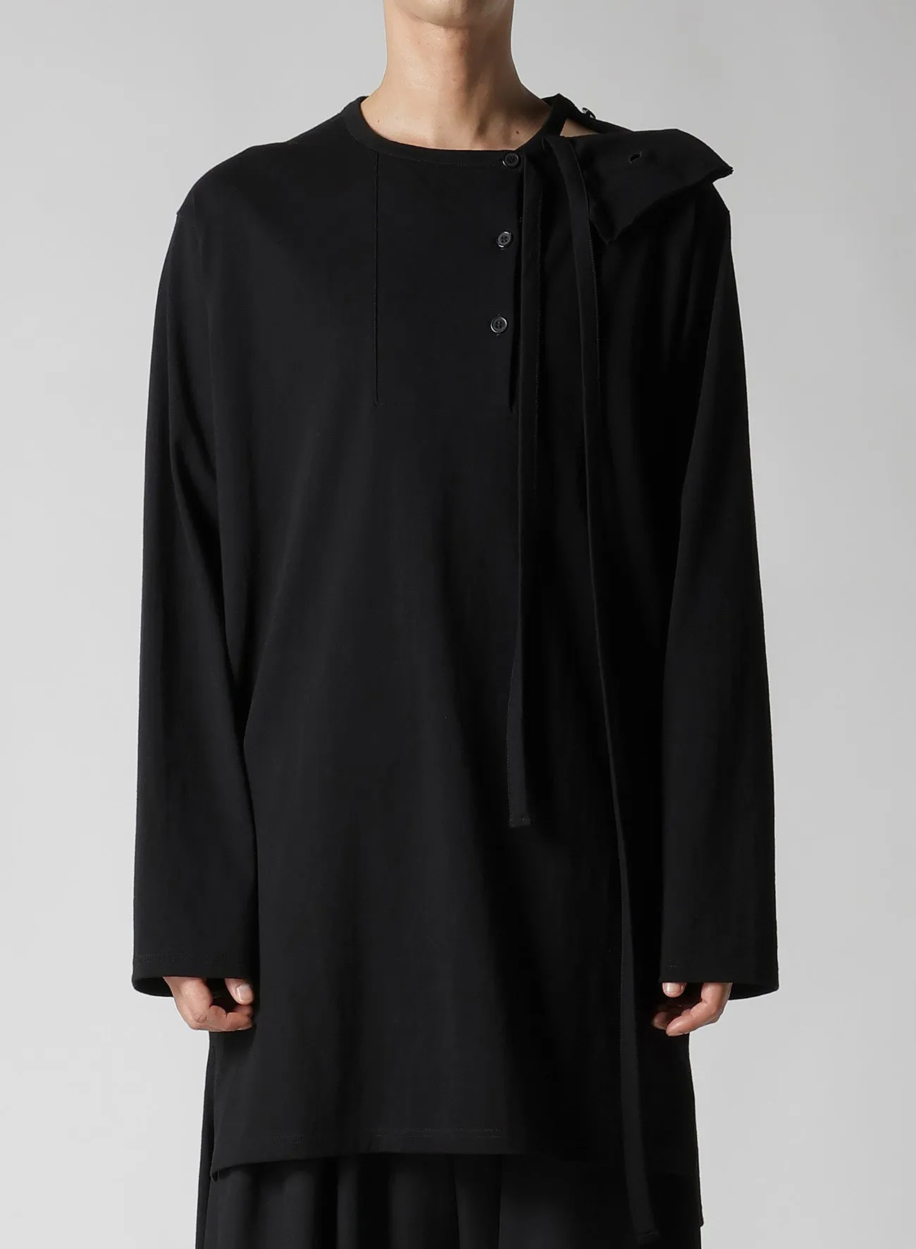 AMERICAN SINGLE JERSEY BINDER HENRY NECK LS T sold by Yohji Yamamoto product image thumbnail 2